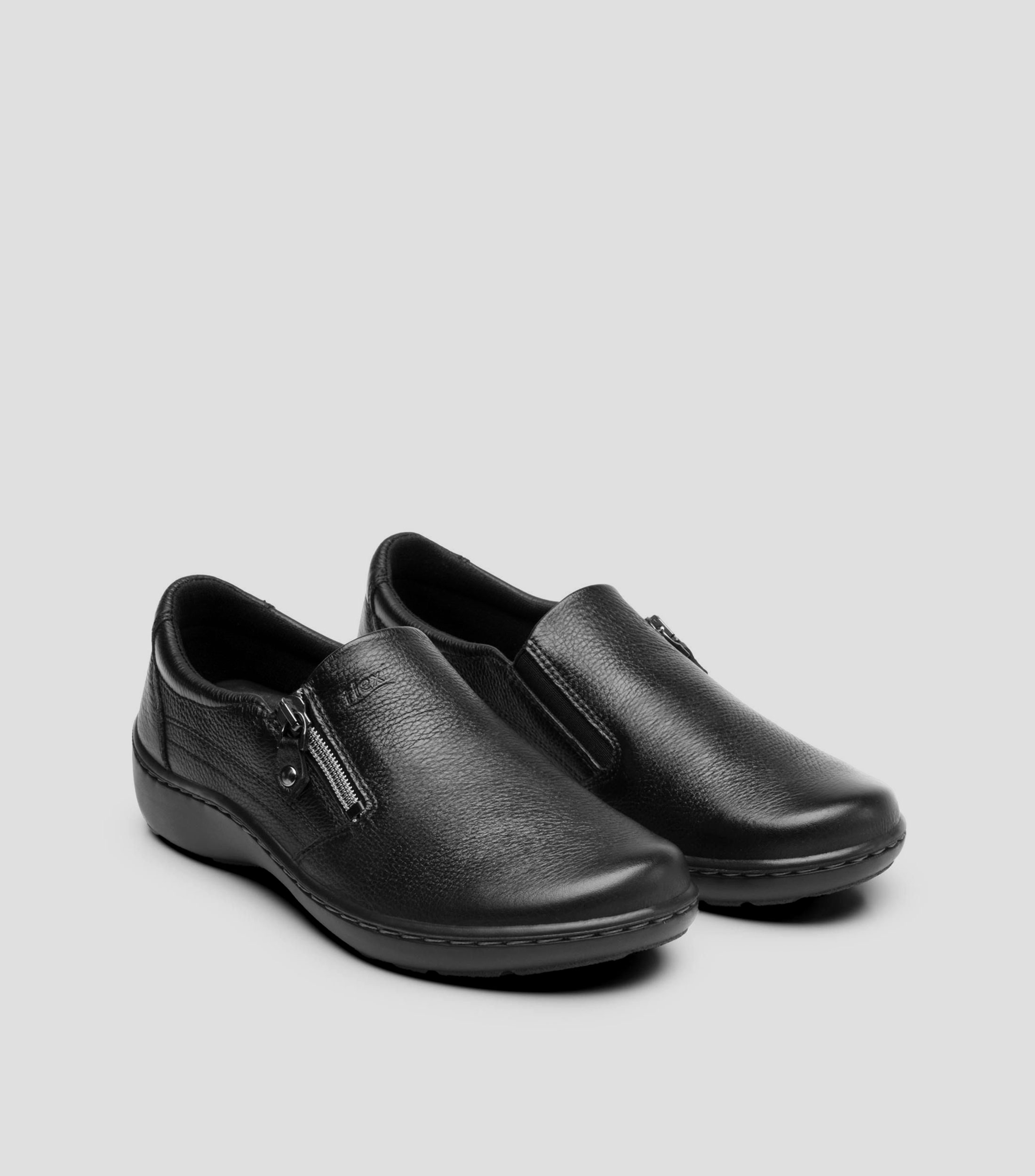 Zapatos casuales slip on en piel con plataforma Mujer