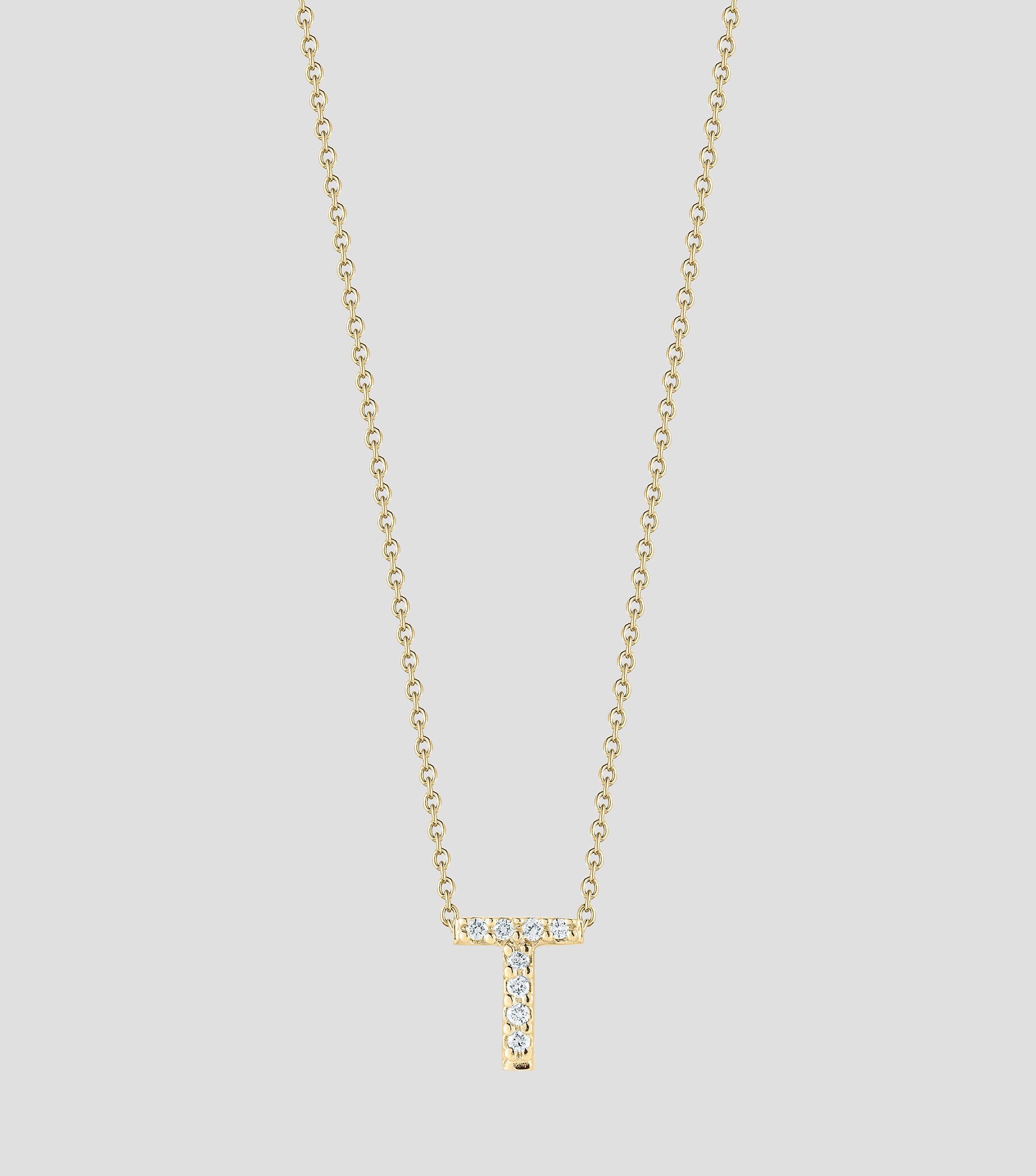 Collar con dije T en Oro amarillo de 18 Kilates con diamantes Tiny Treasures Mujer