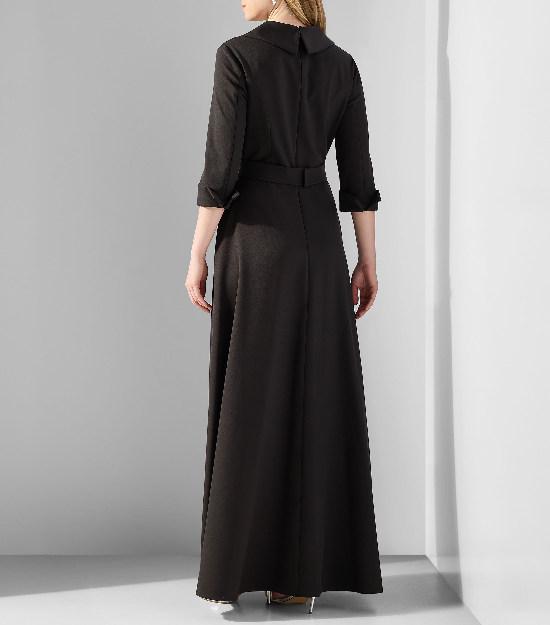Vestido maxi manga 7/8 liso Mujer