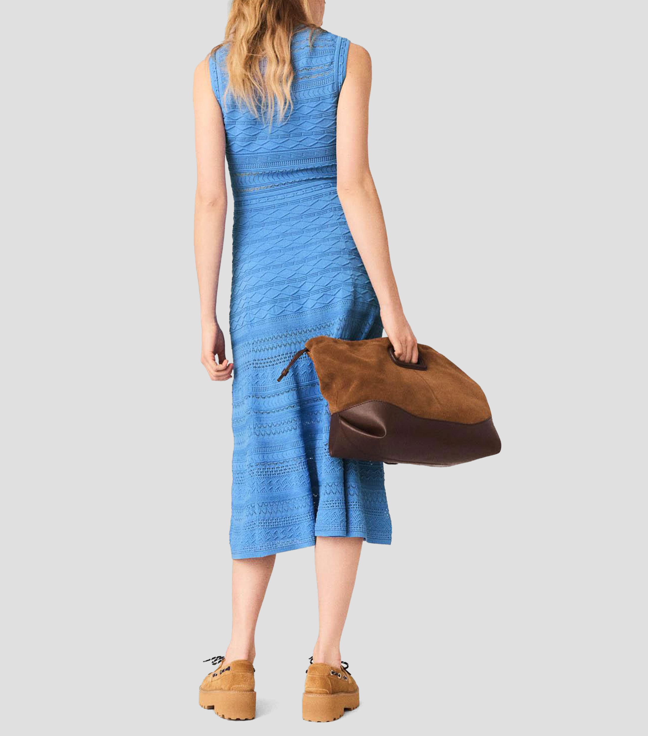 Vestido midi de diseño sólido bordado Mujer