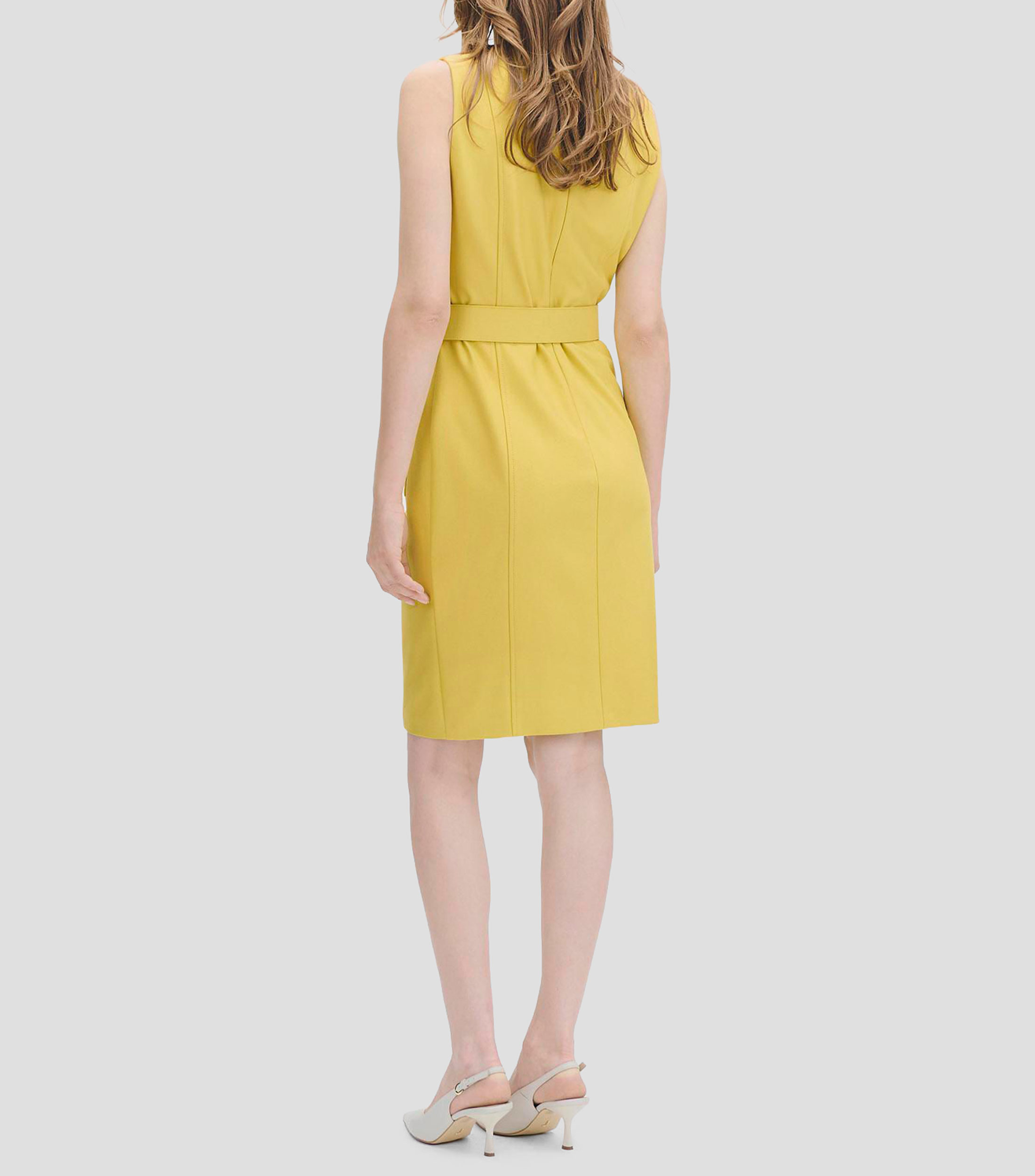 Vestido entallado escote V bolsillos cartera Mujer