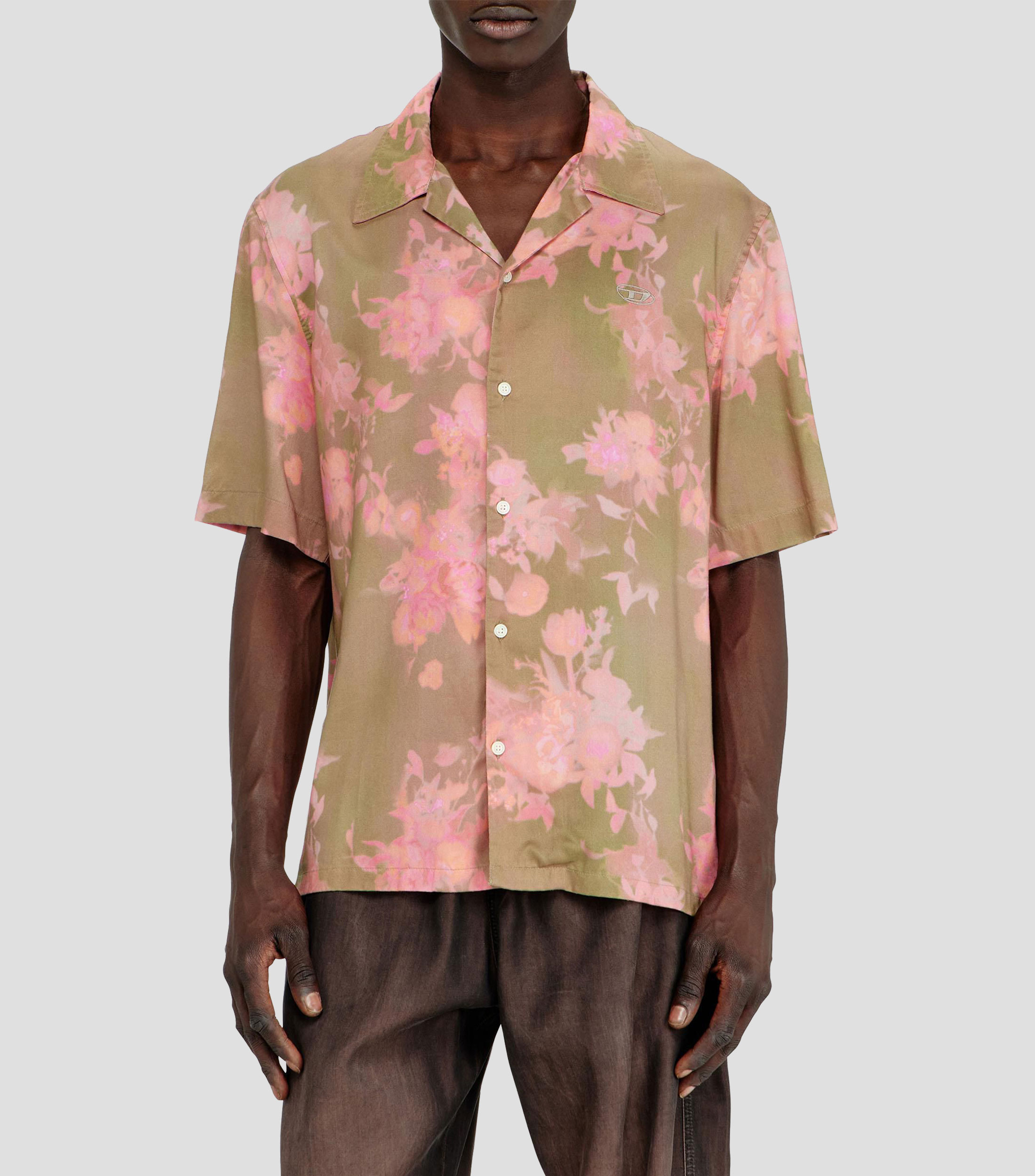 Camisa con estampado floral manga corta Hombre