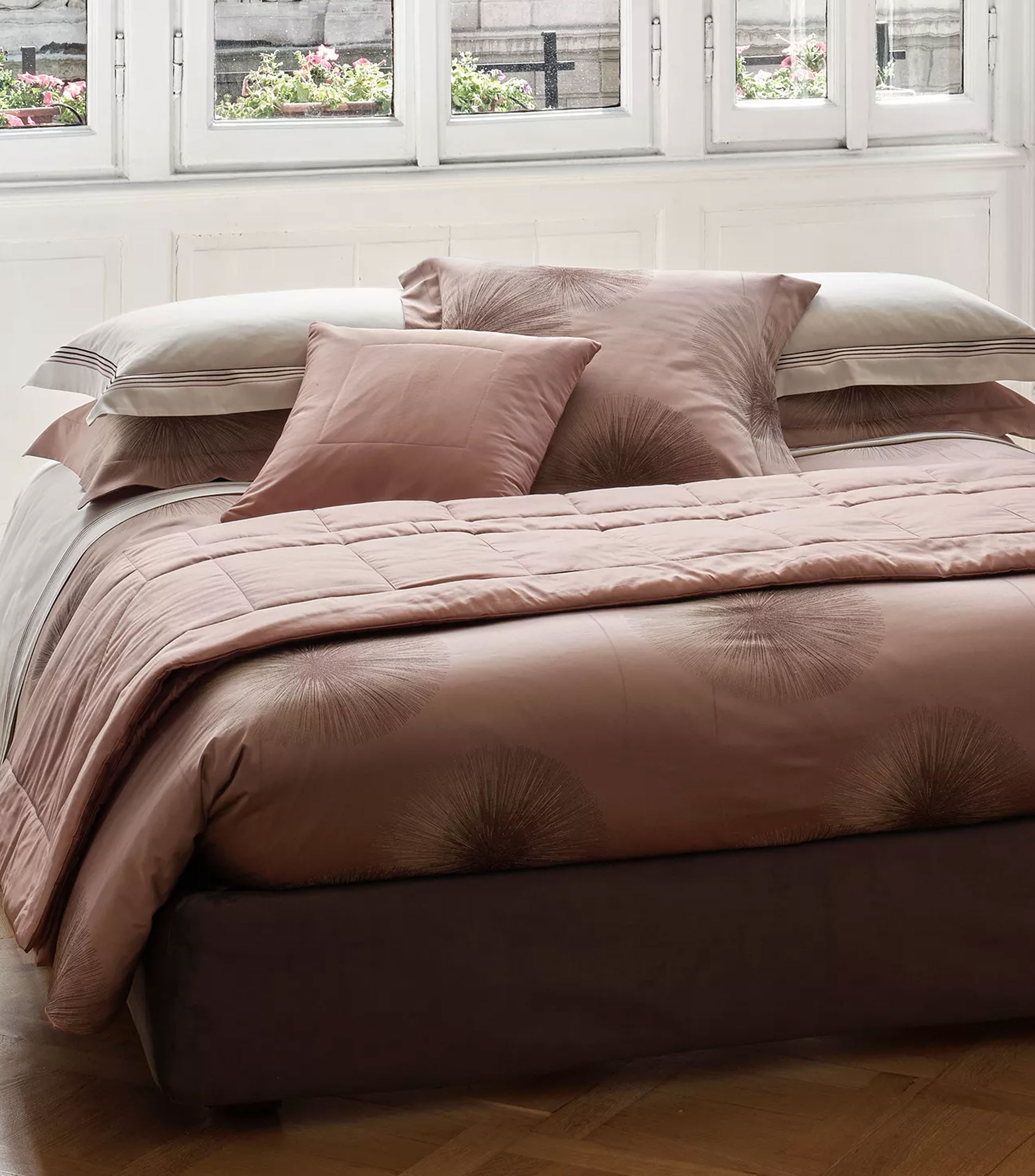 Funda para almohada estándar en algodón Soffioni Arredo malva