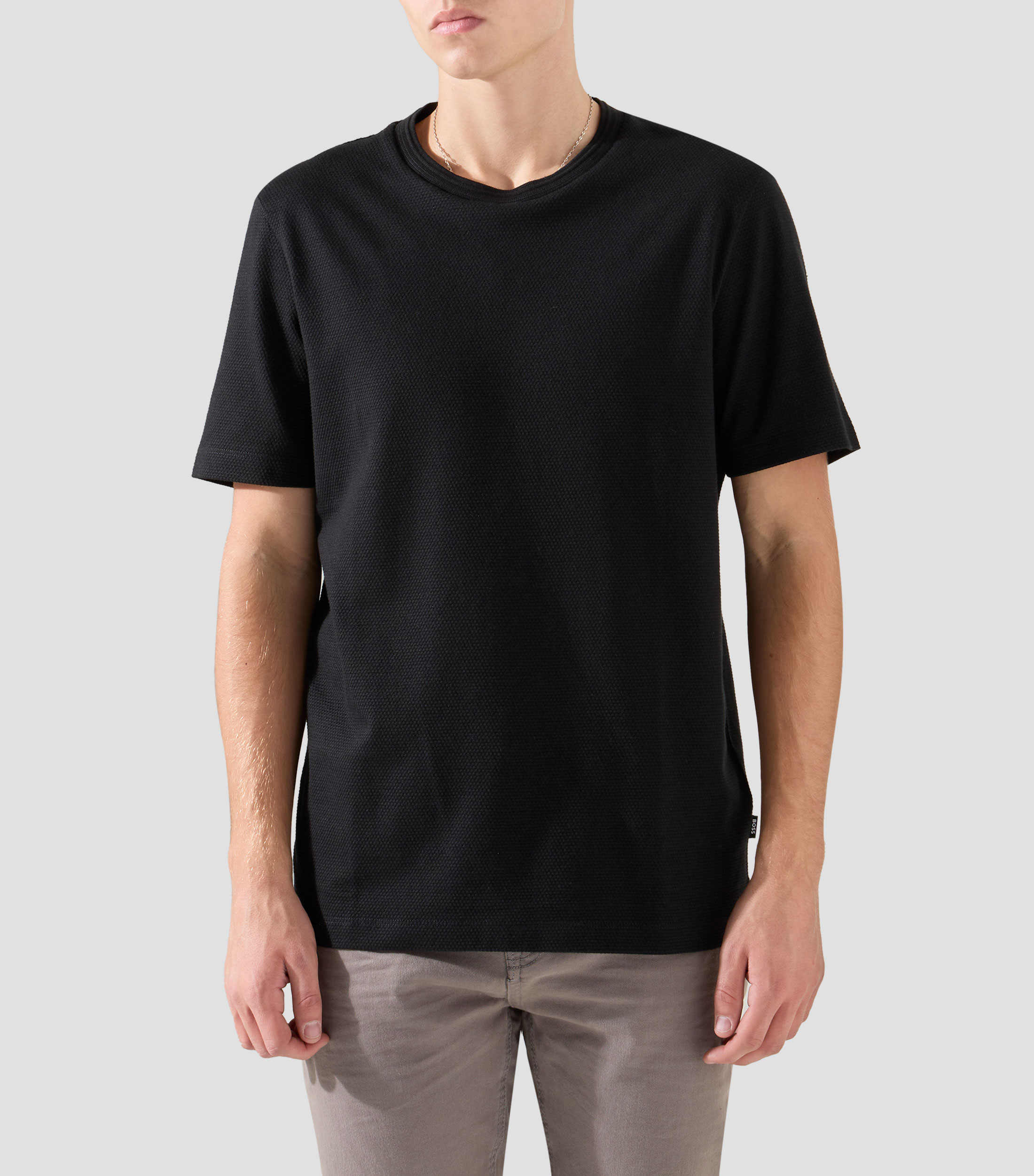 Playera de cuello redondo con manga corta lisa Hombre