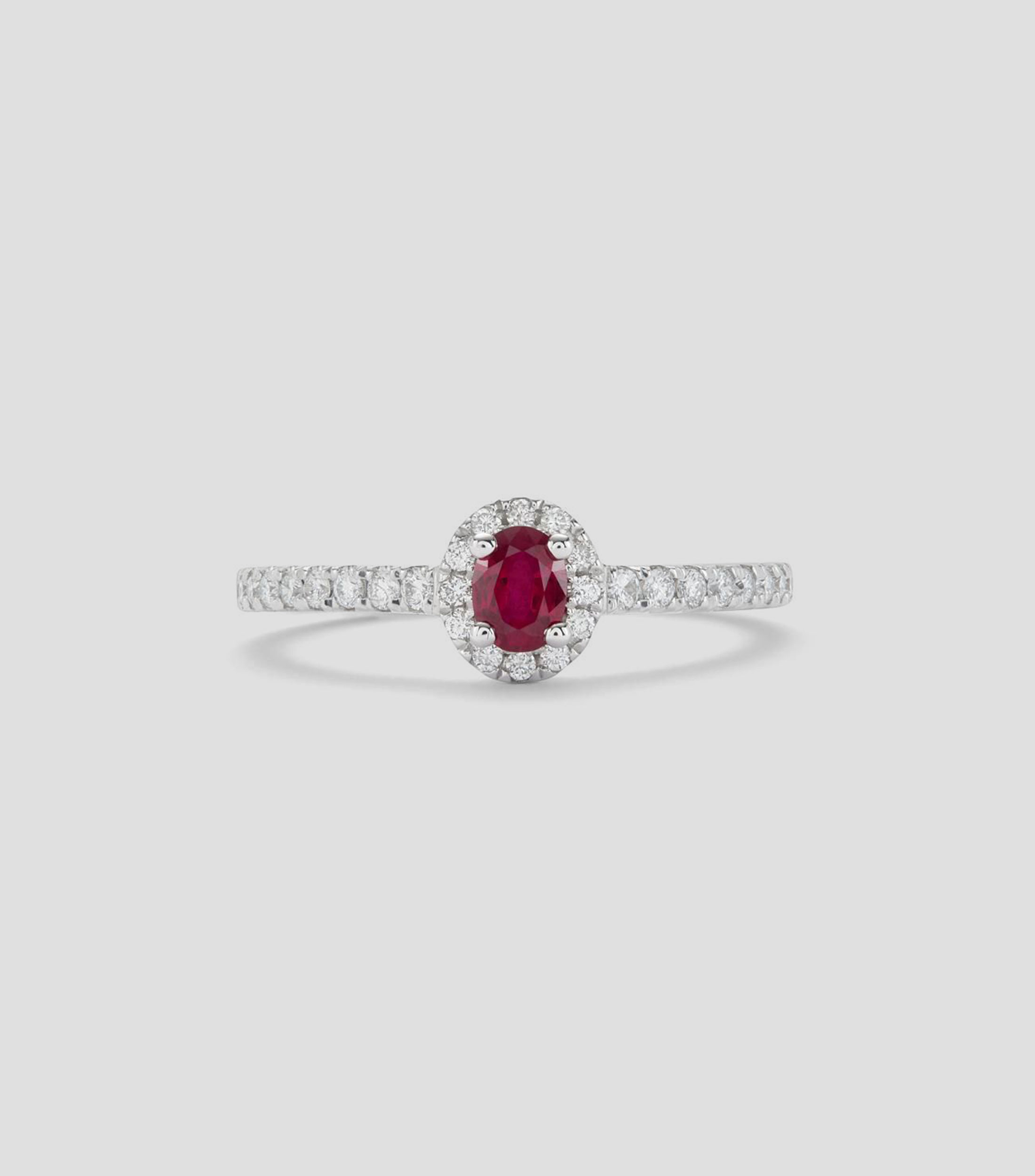 Anillo solitario en Plata con Rubí Mujer