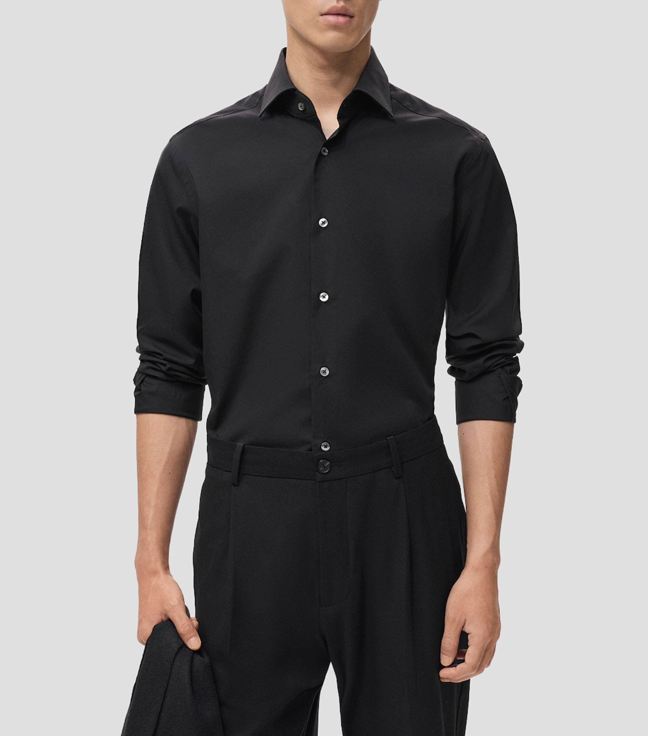 Camisa manga larga lisa Hombre