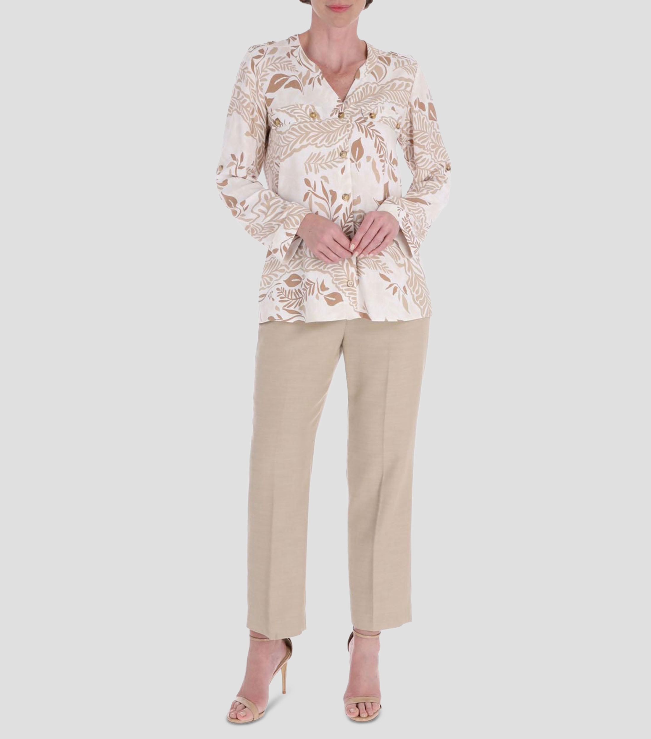 Blusa estampada con manga larga Mujer