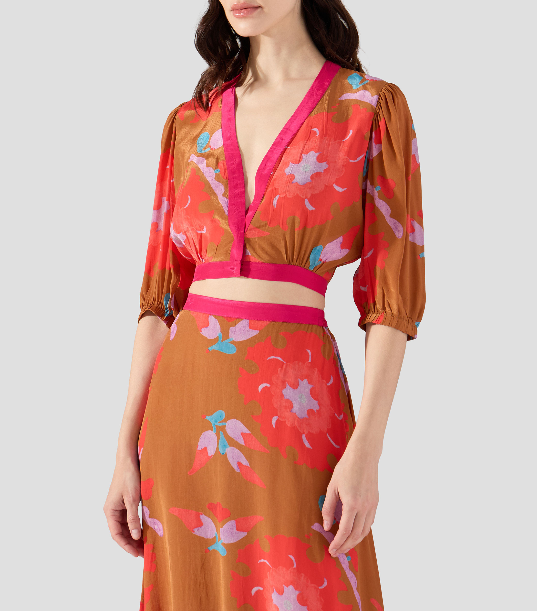 Camisa estampada manga 3/4 Mujer