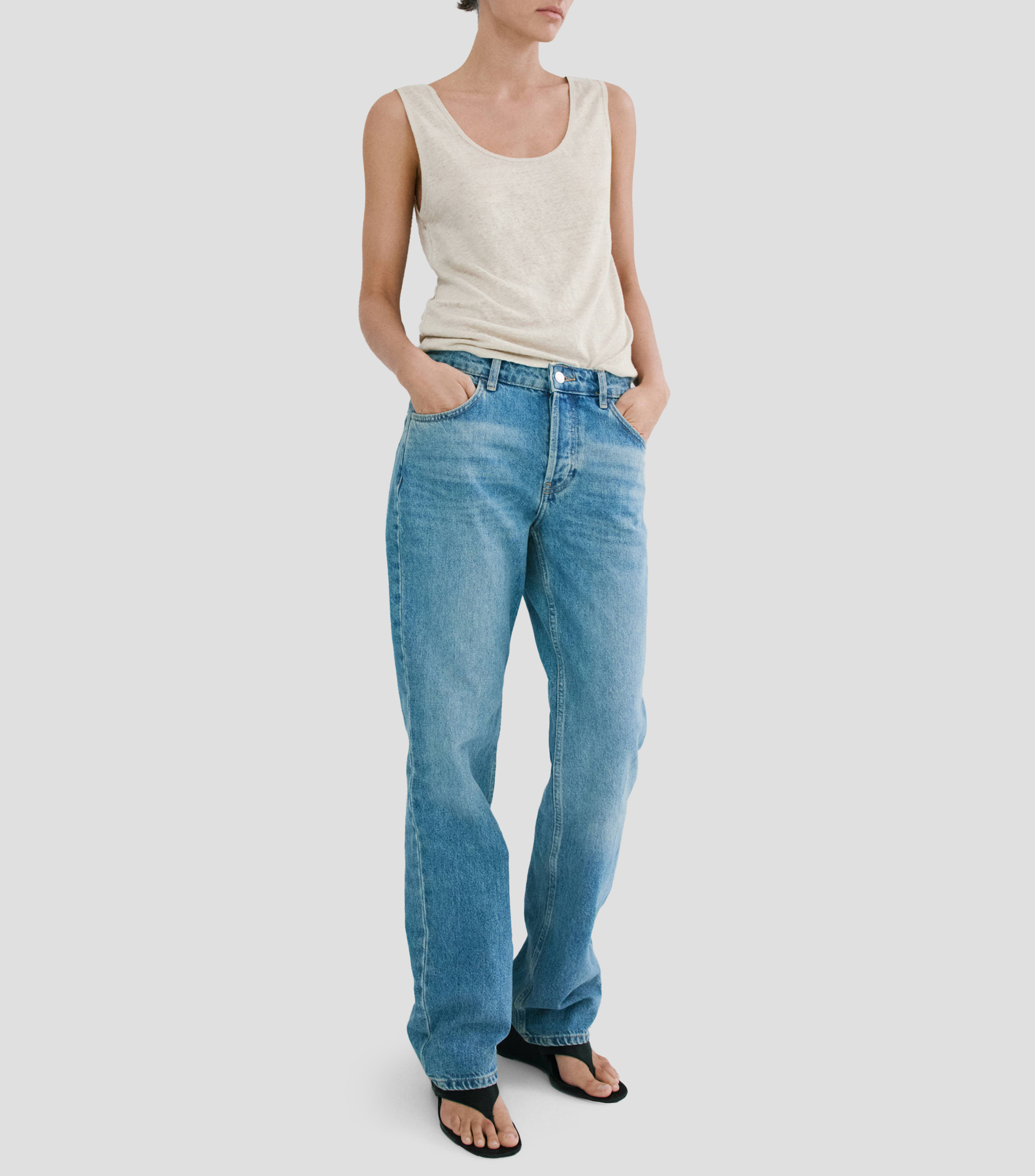Blusa jaspeada sin mangas Mujer