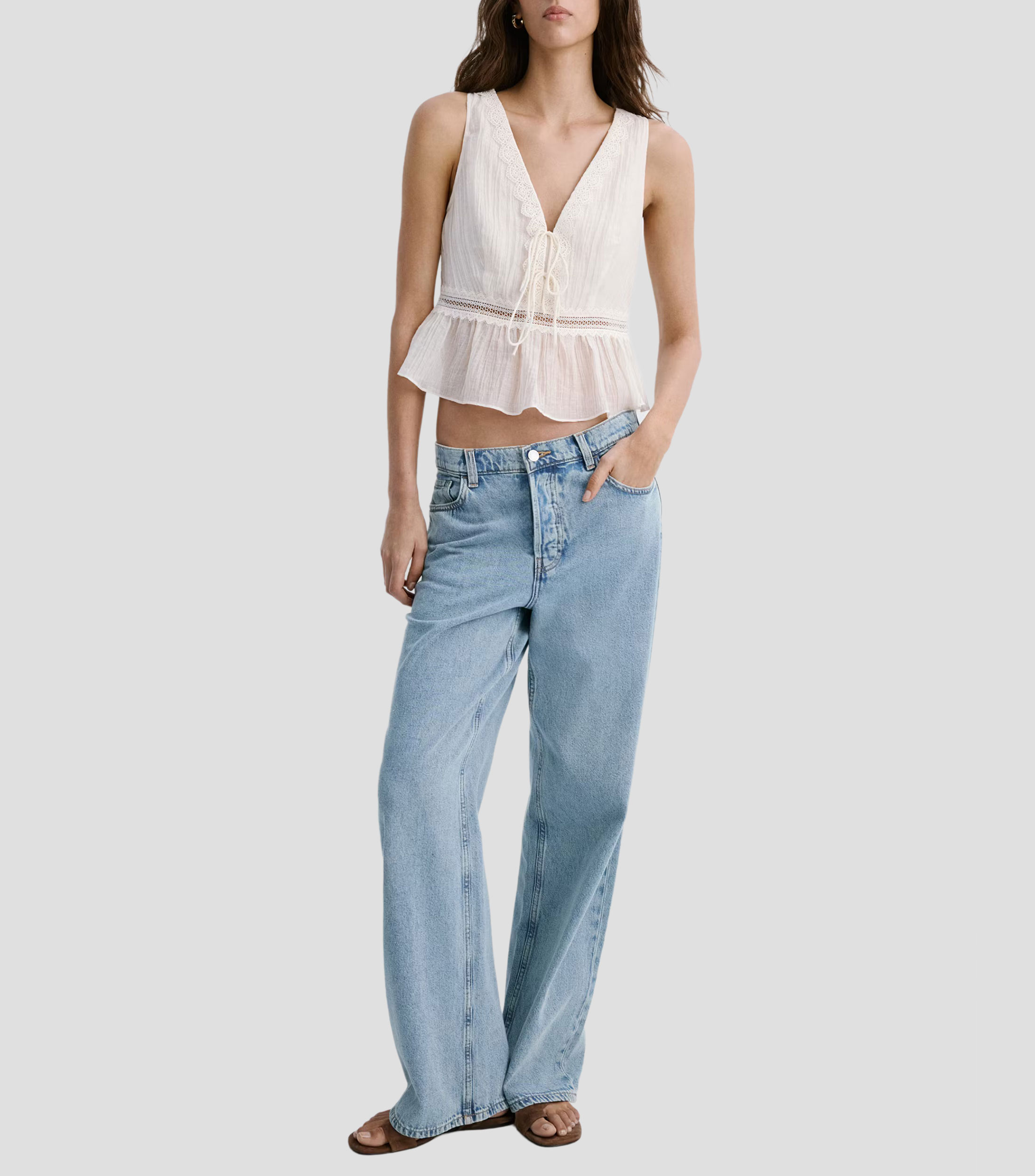 Top cuello V sin mangas fantasía Mujer