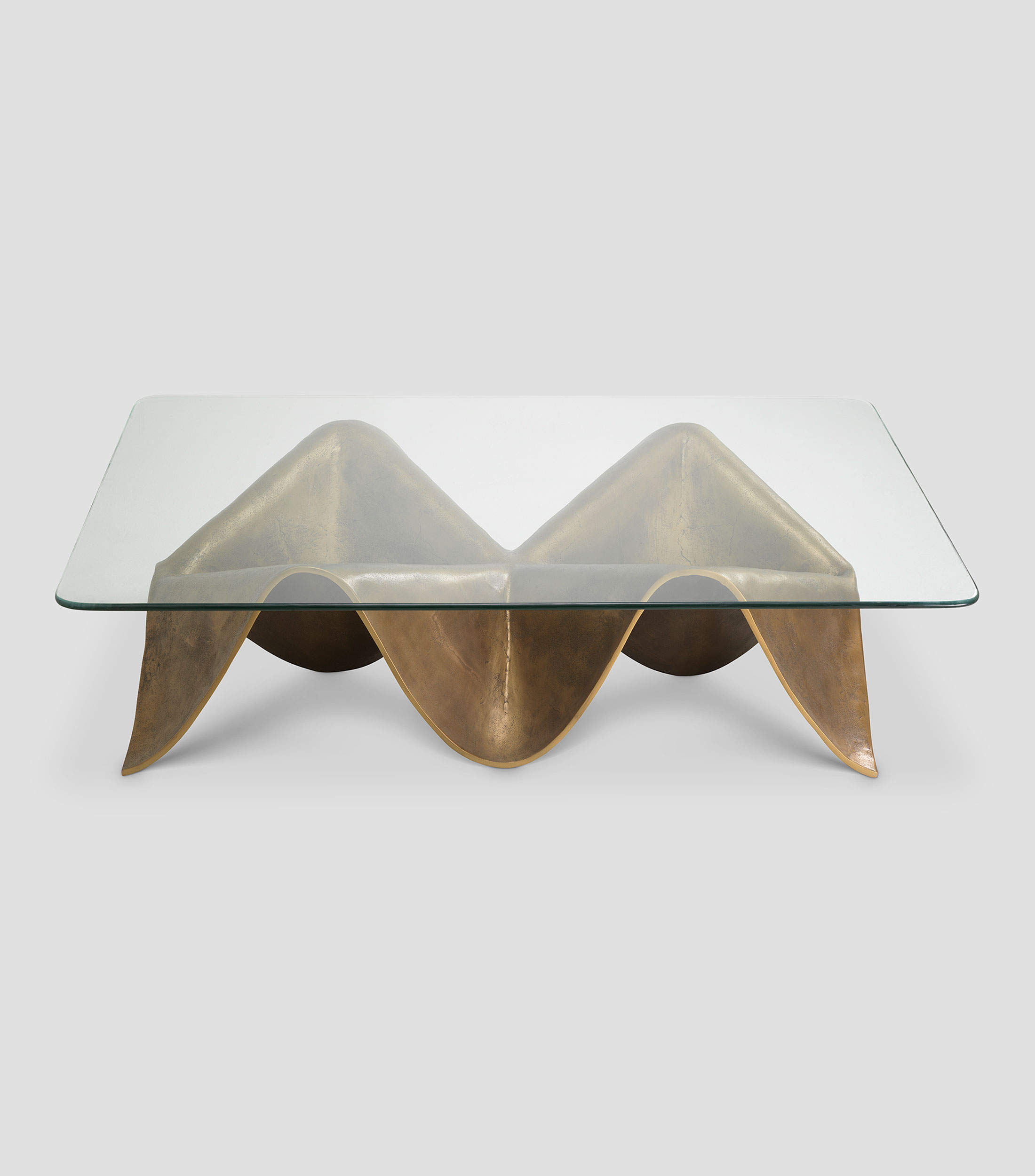 Mesa de centro Angelico en aluminio y vidrio