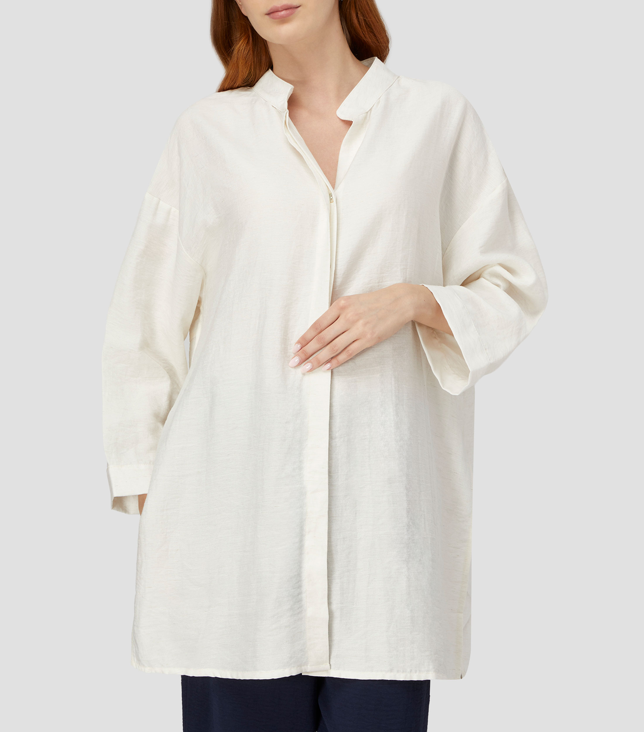 Camisa lisa manga 3/4 Mujer
