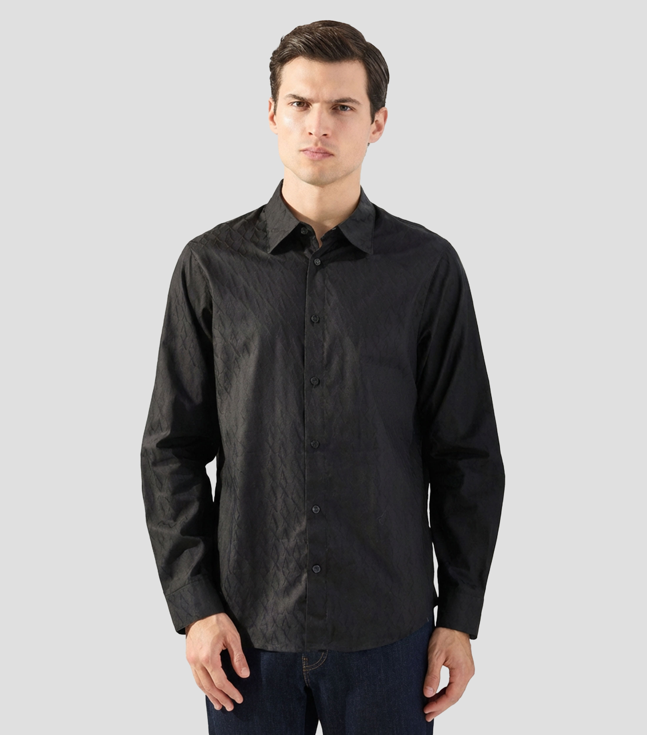 Camisa monogram con manga larga Hombre