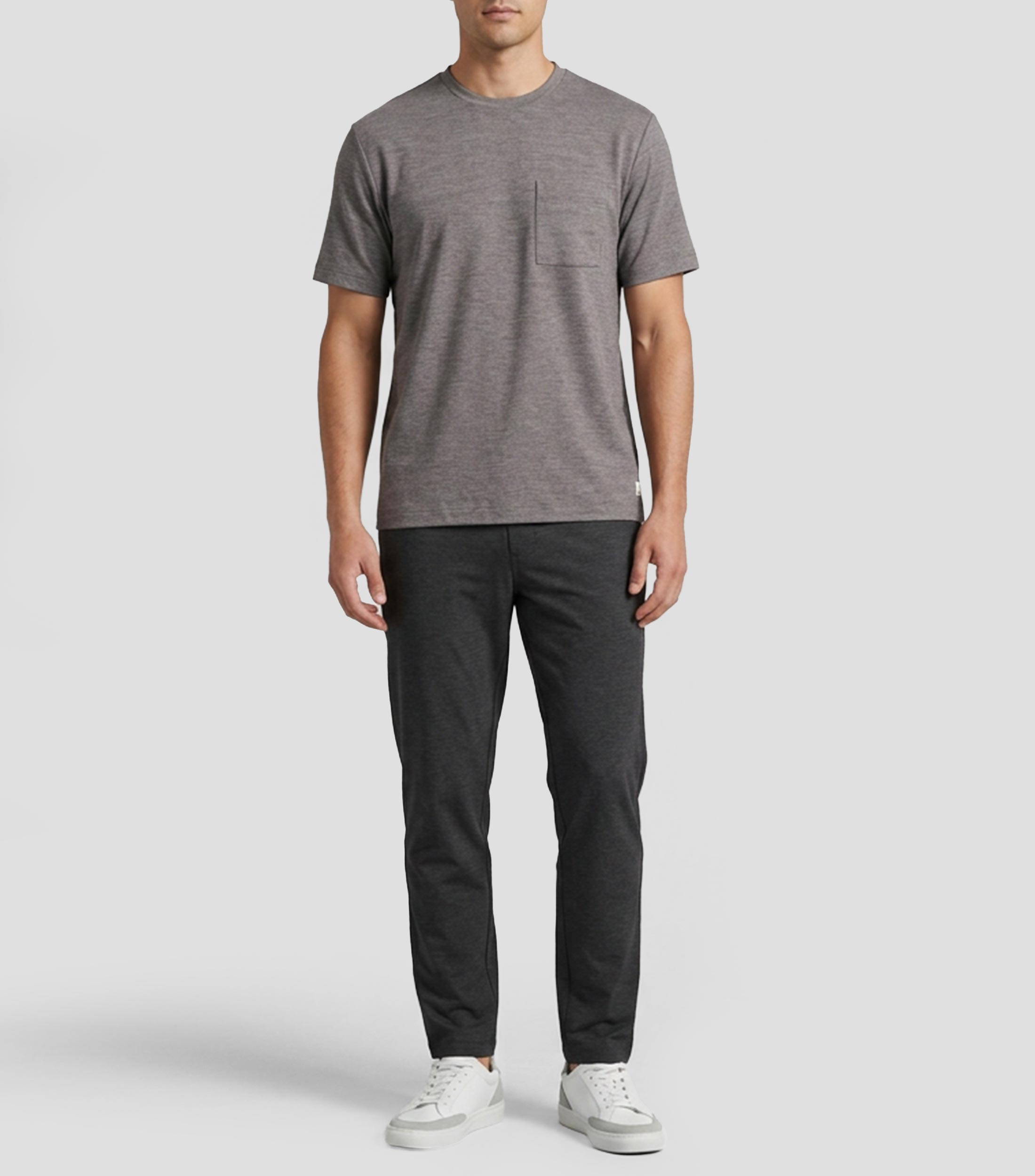 Playera deportiva cuello redondo manga corta jaspeada Hombre