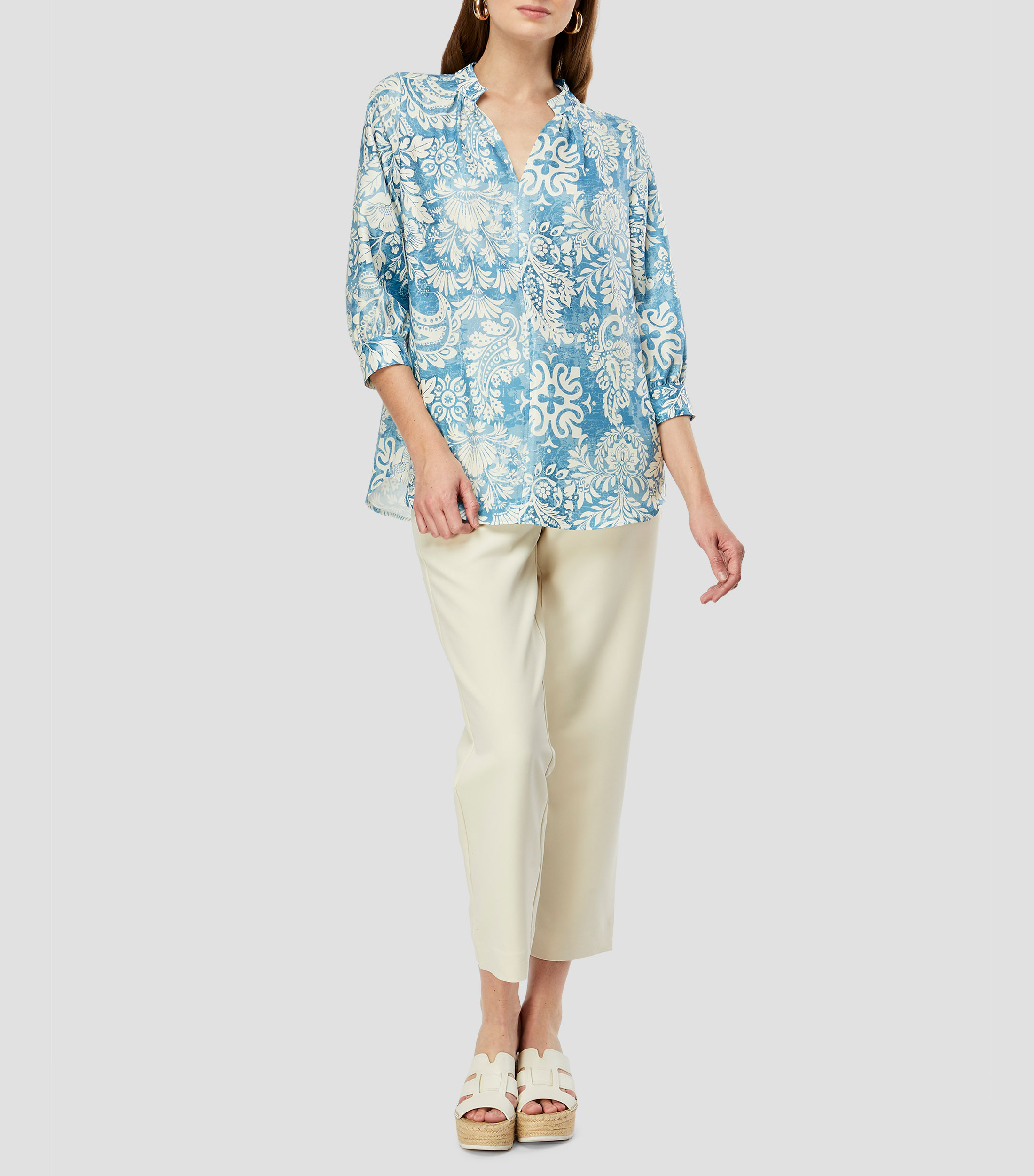 Blusa estampada manga 3/4 Mujer
