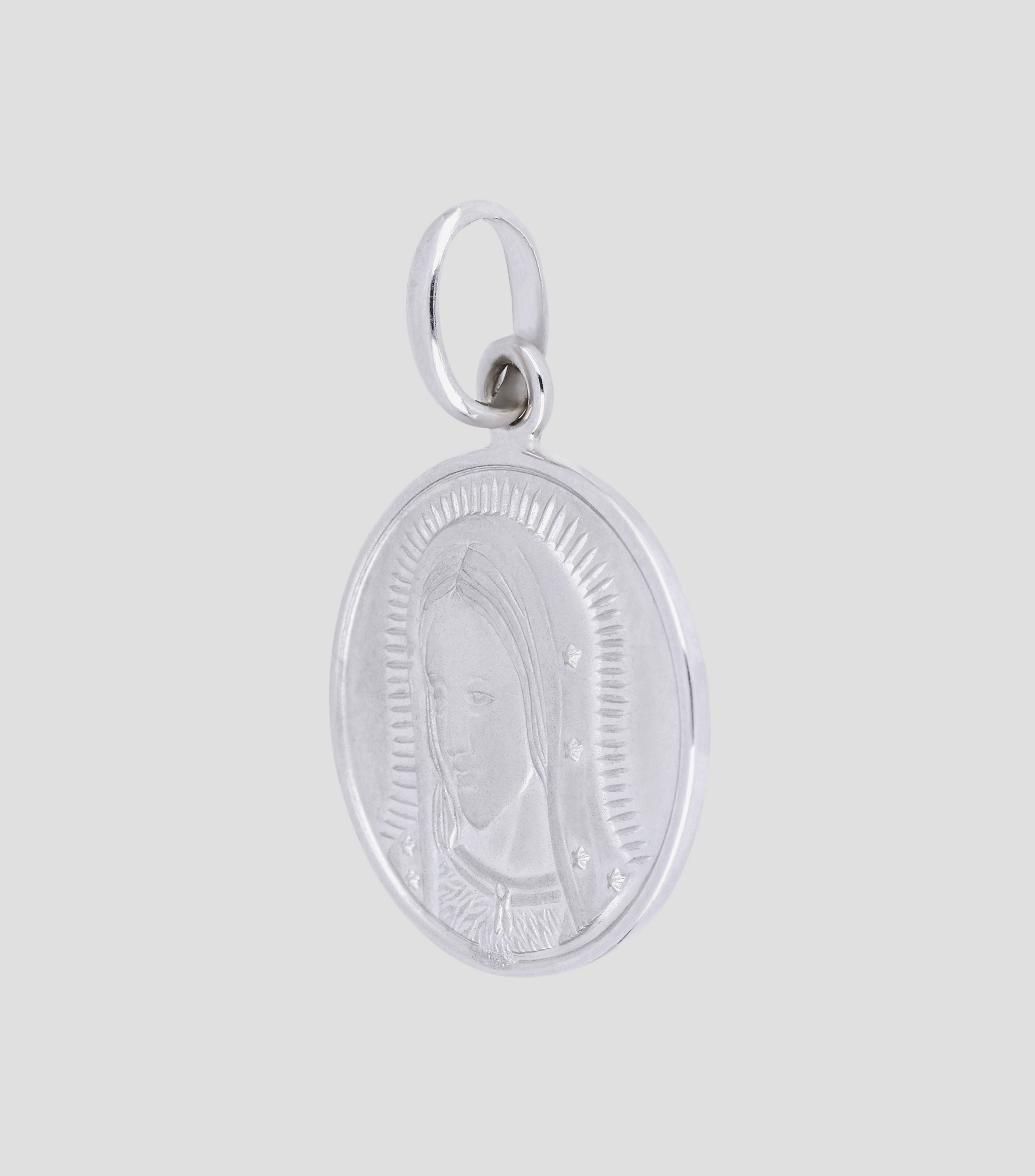 Medalla en Oro blanco 14 Kts Virgen de Guadalupe Unisex