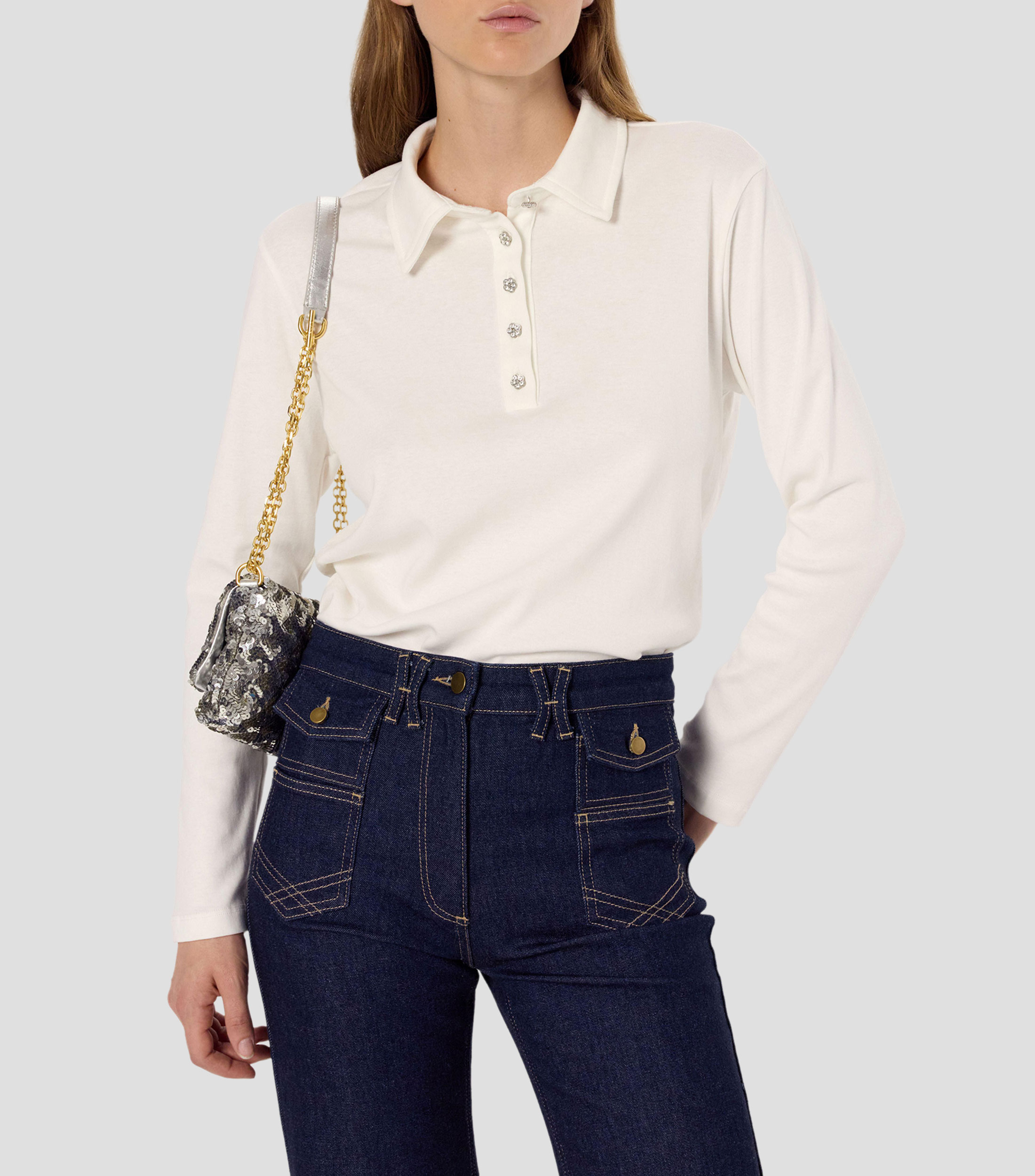 Playera tipo polo manga larga Mujer