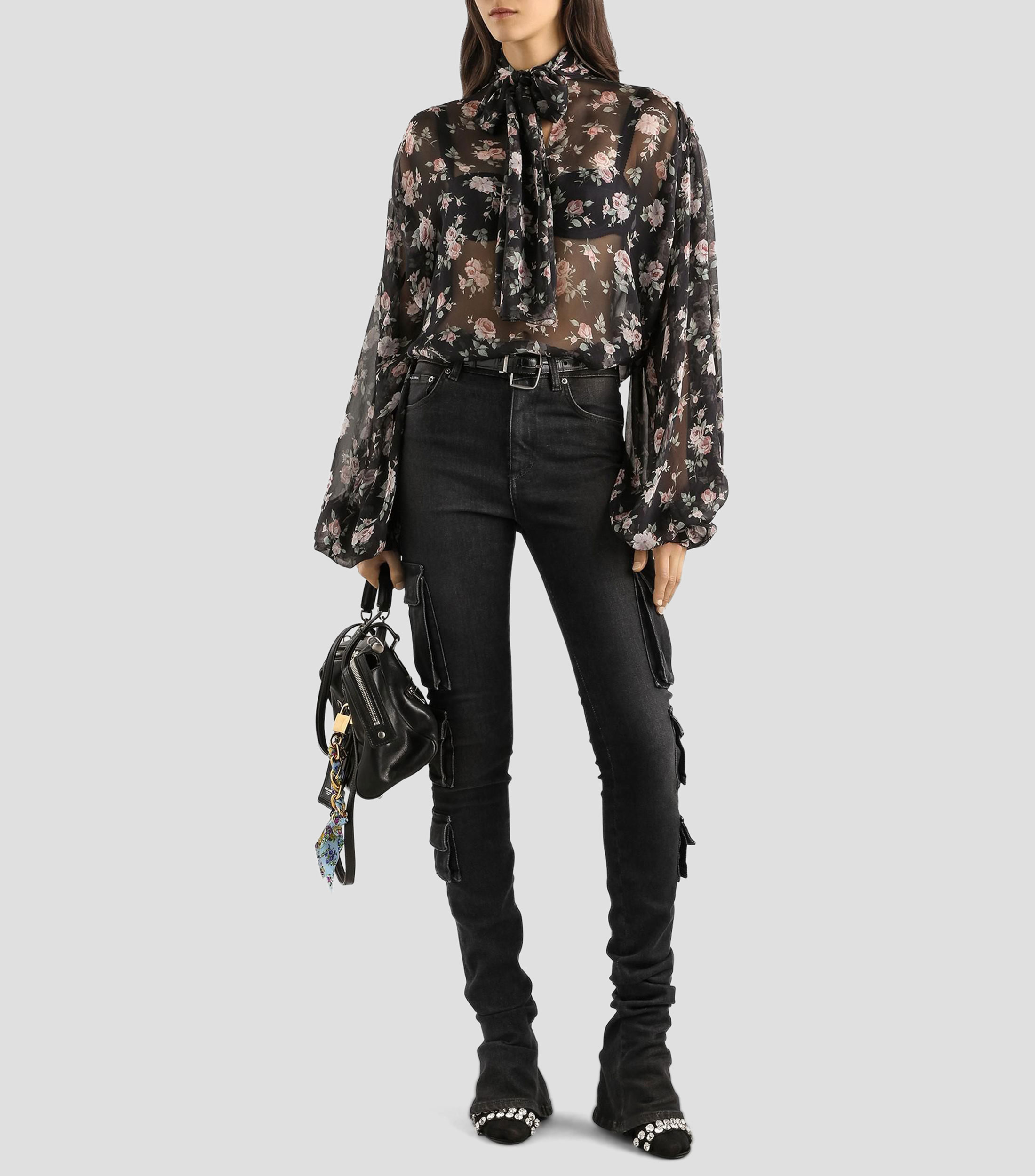Blusa estampada manga larga Mujer