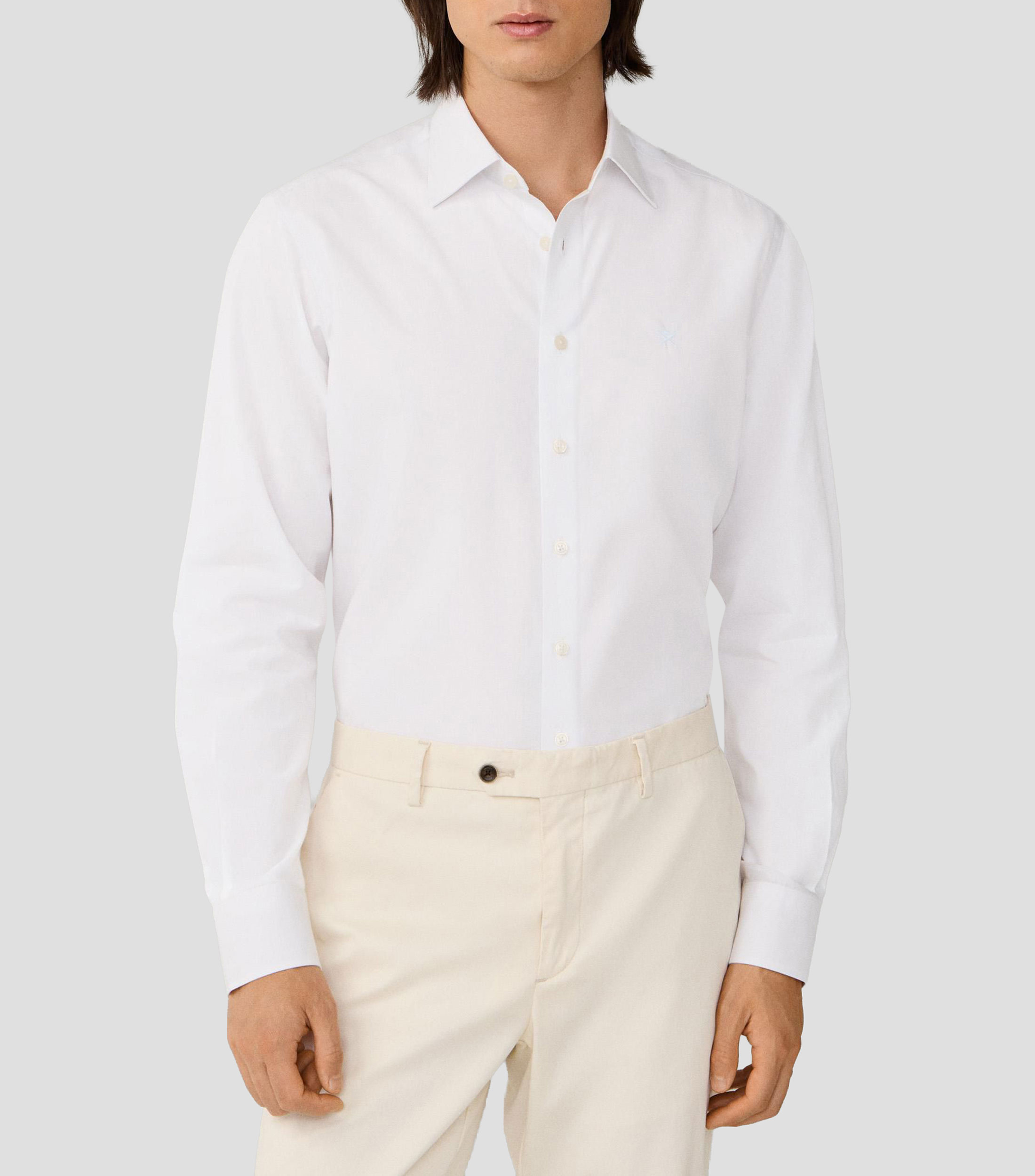 Camisa lisa con manga larga Hombre