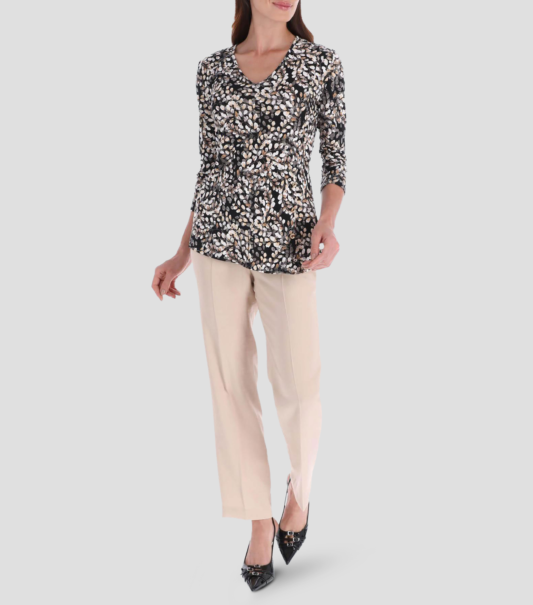 Blusa estampada manga 3/4 Mujer
