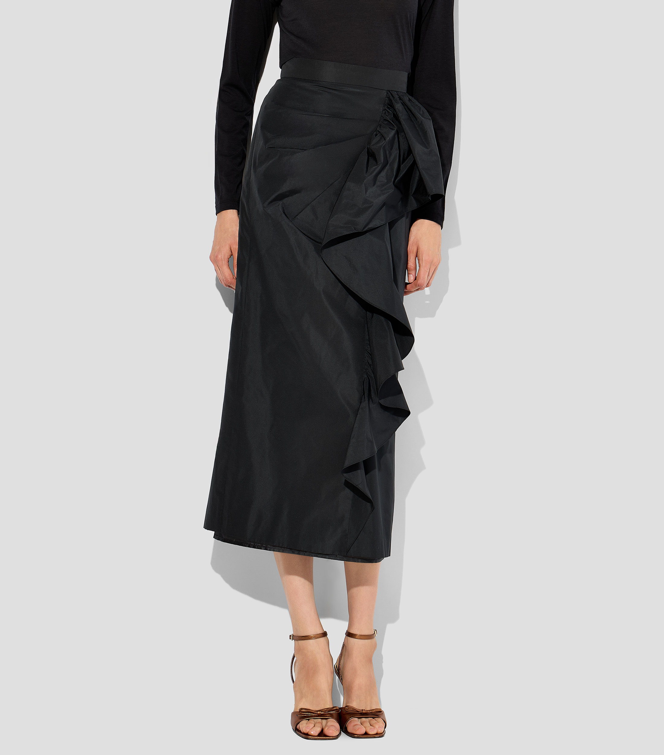 Falda midi regular lisa Mujer