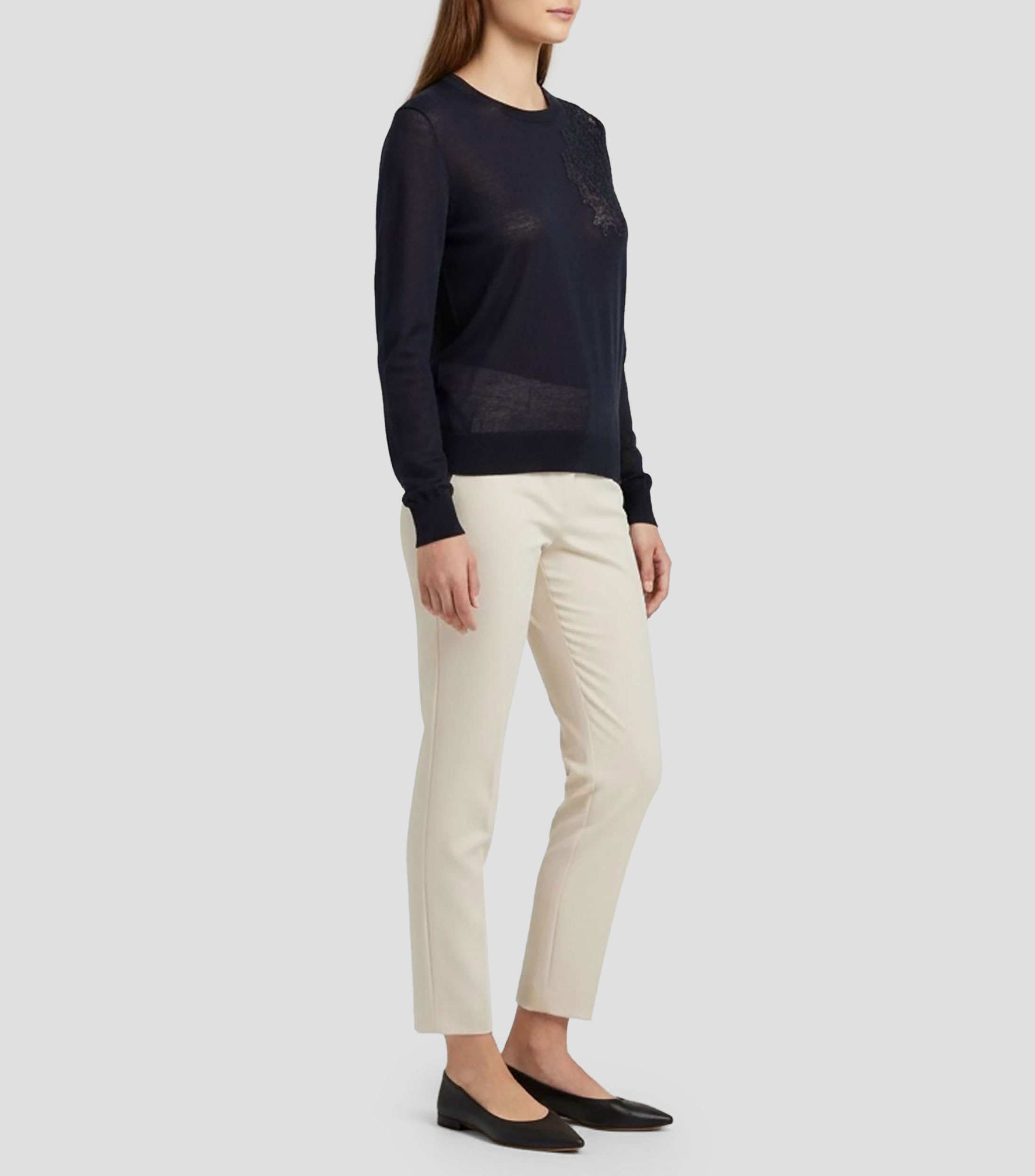 Suéter cuello redondo liso Mujer