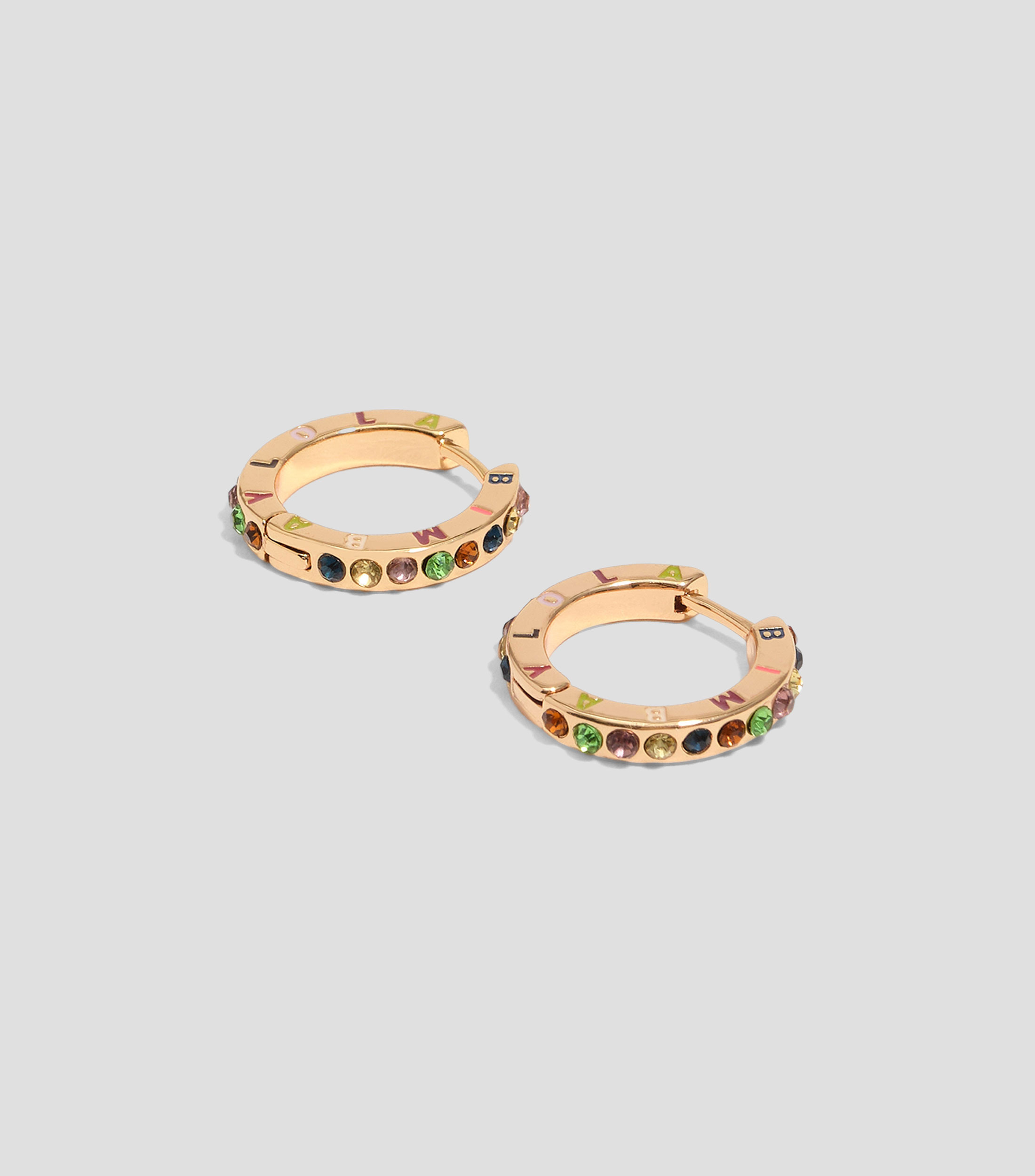 Aretes aro con logo y cristales Mujer