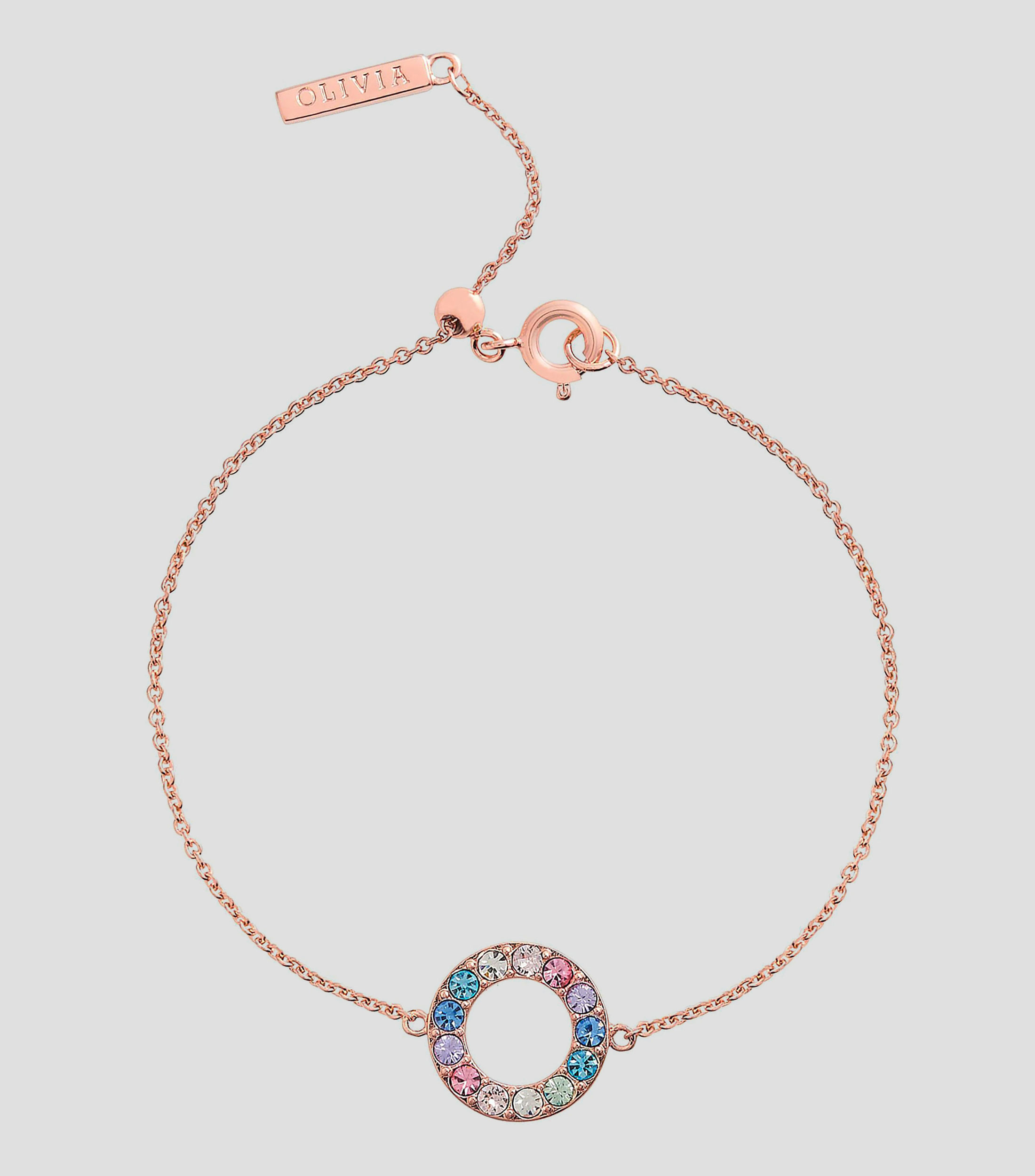 Pulsera con dije de círculo con cristales Rainbow Mujer