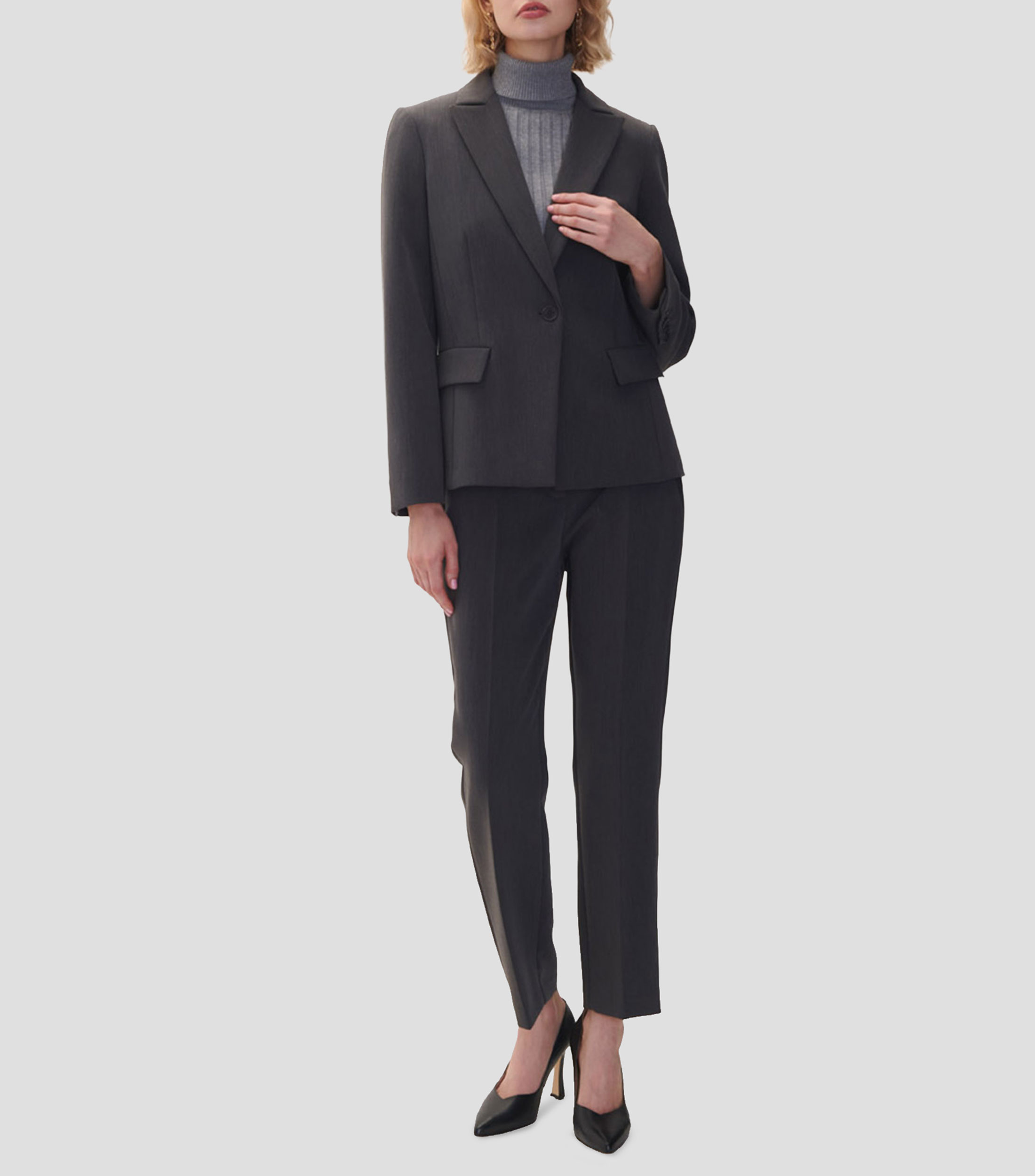 Blazer gris con solapa Mujer