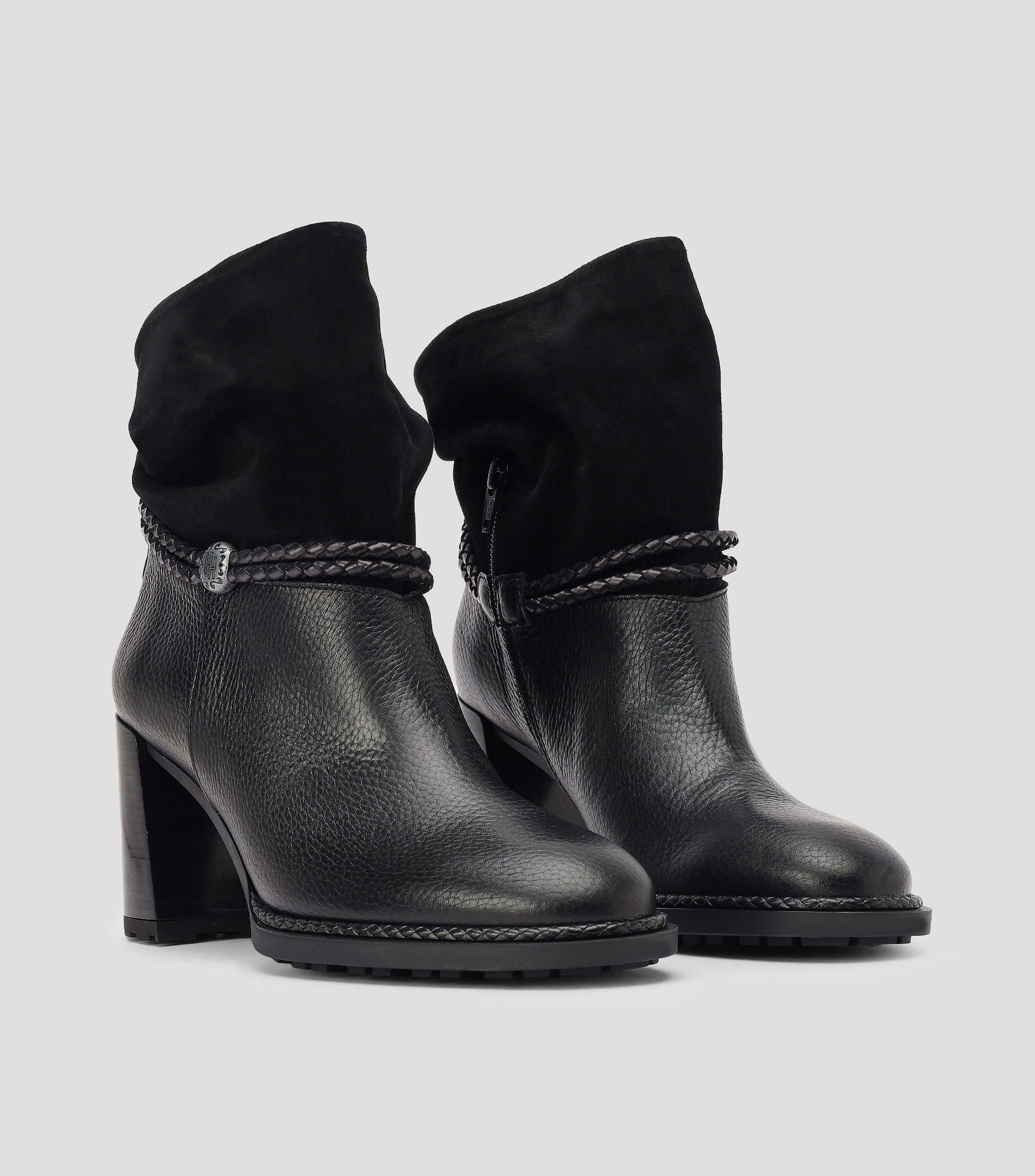Botines casuales Alabama en piel con tacón alto y ancho Mujer