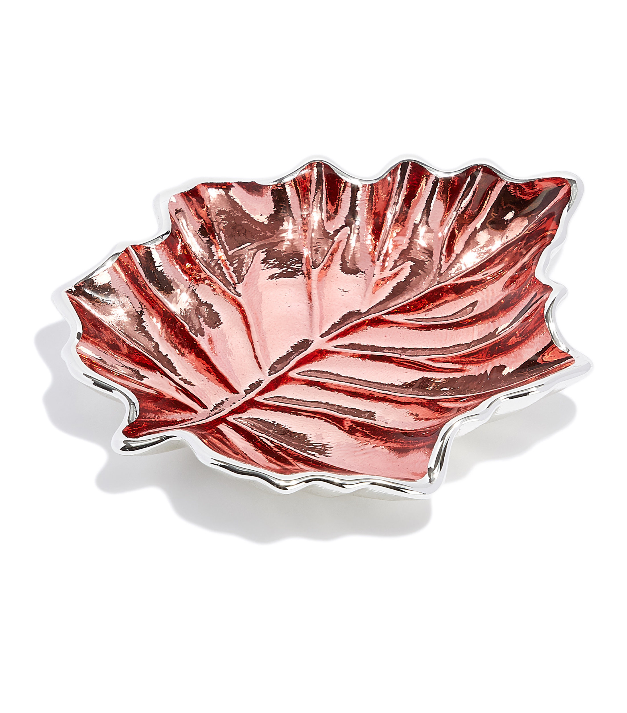 Centro Decorativo Hoja Roja en plata