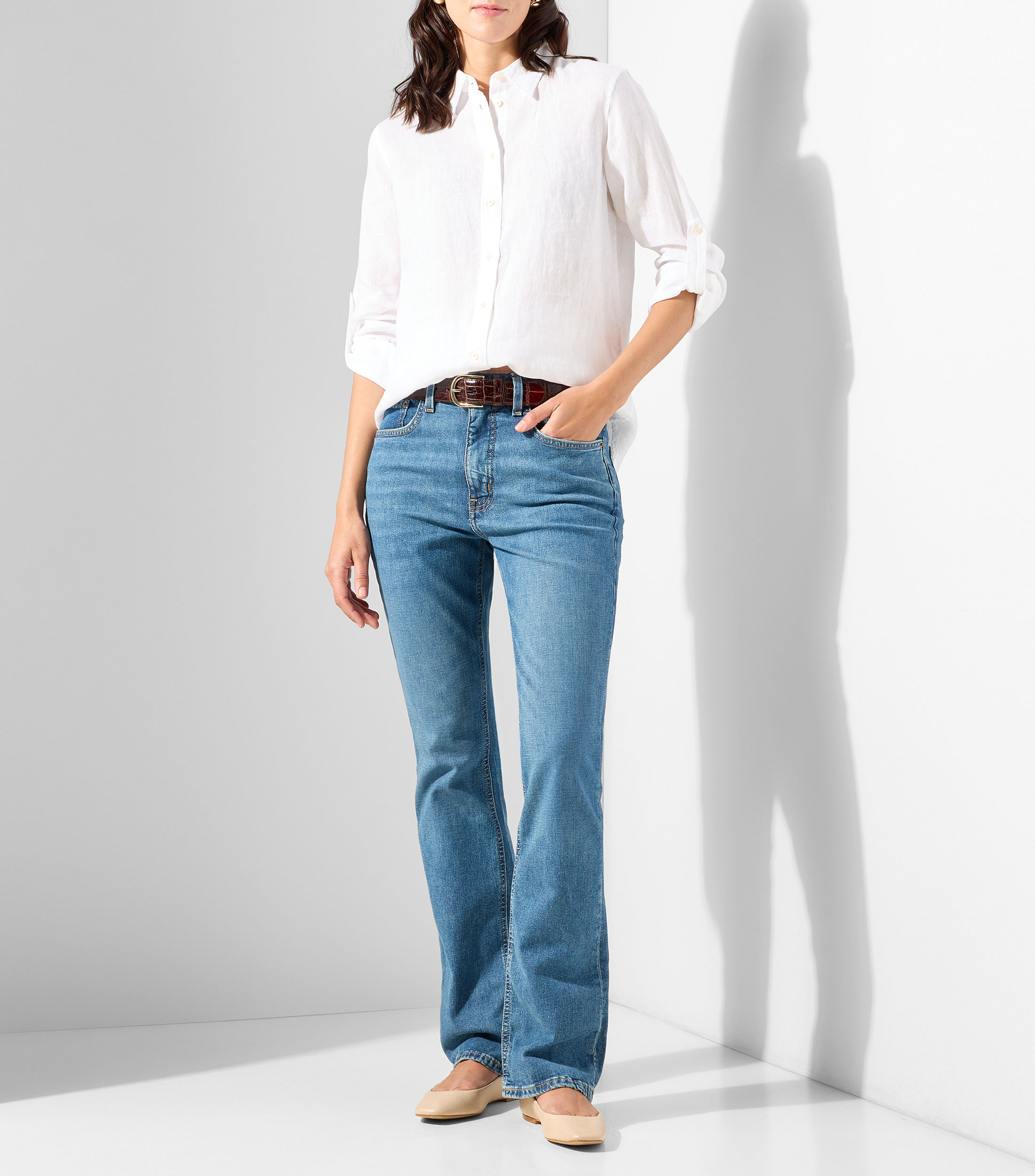Camisa lisa manga larga Mujer