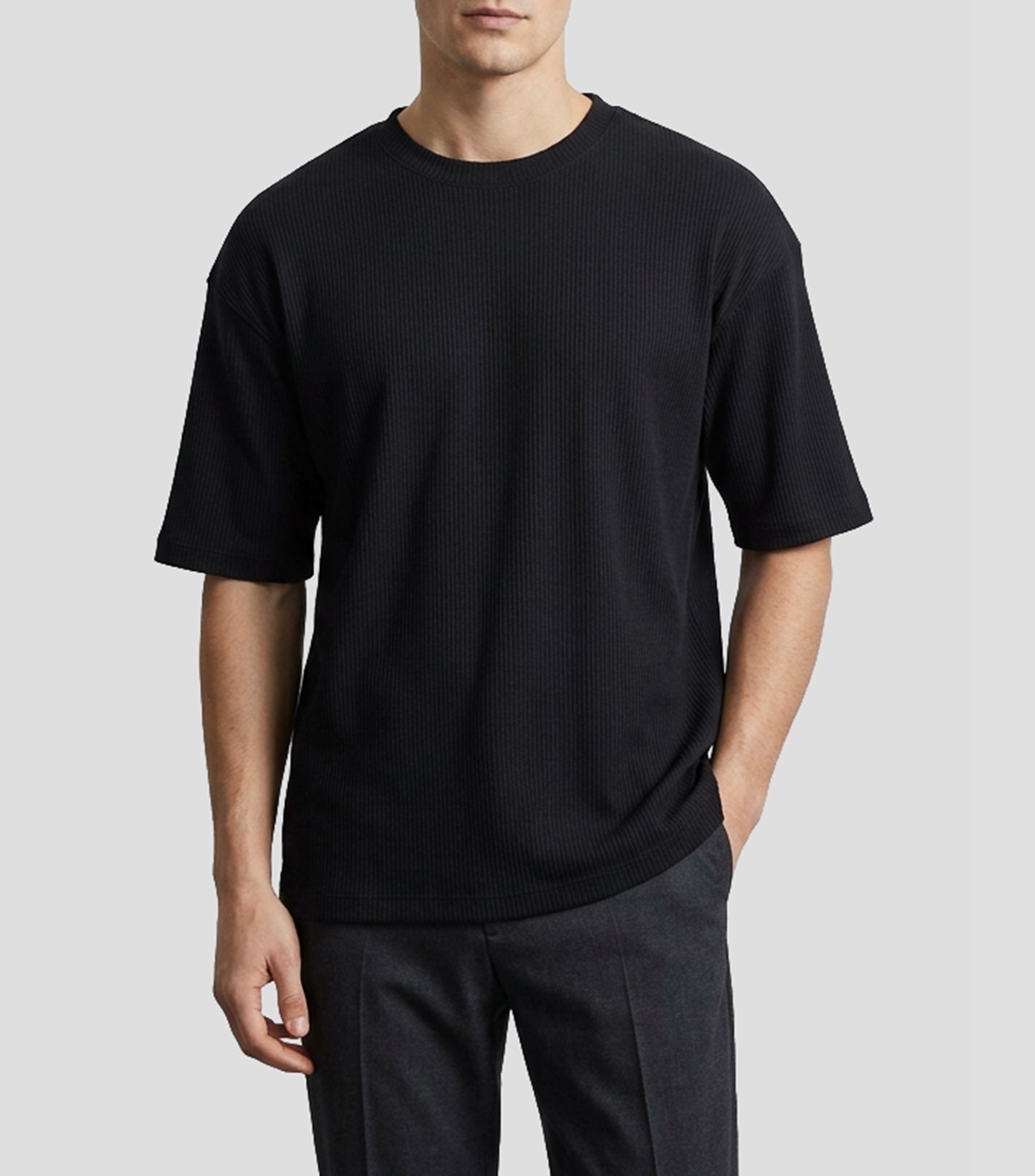 Playera cuello redondo manga corta sólida Hombre