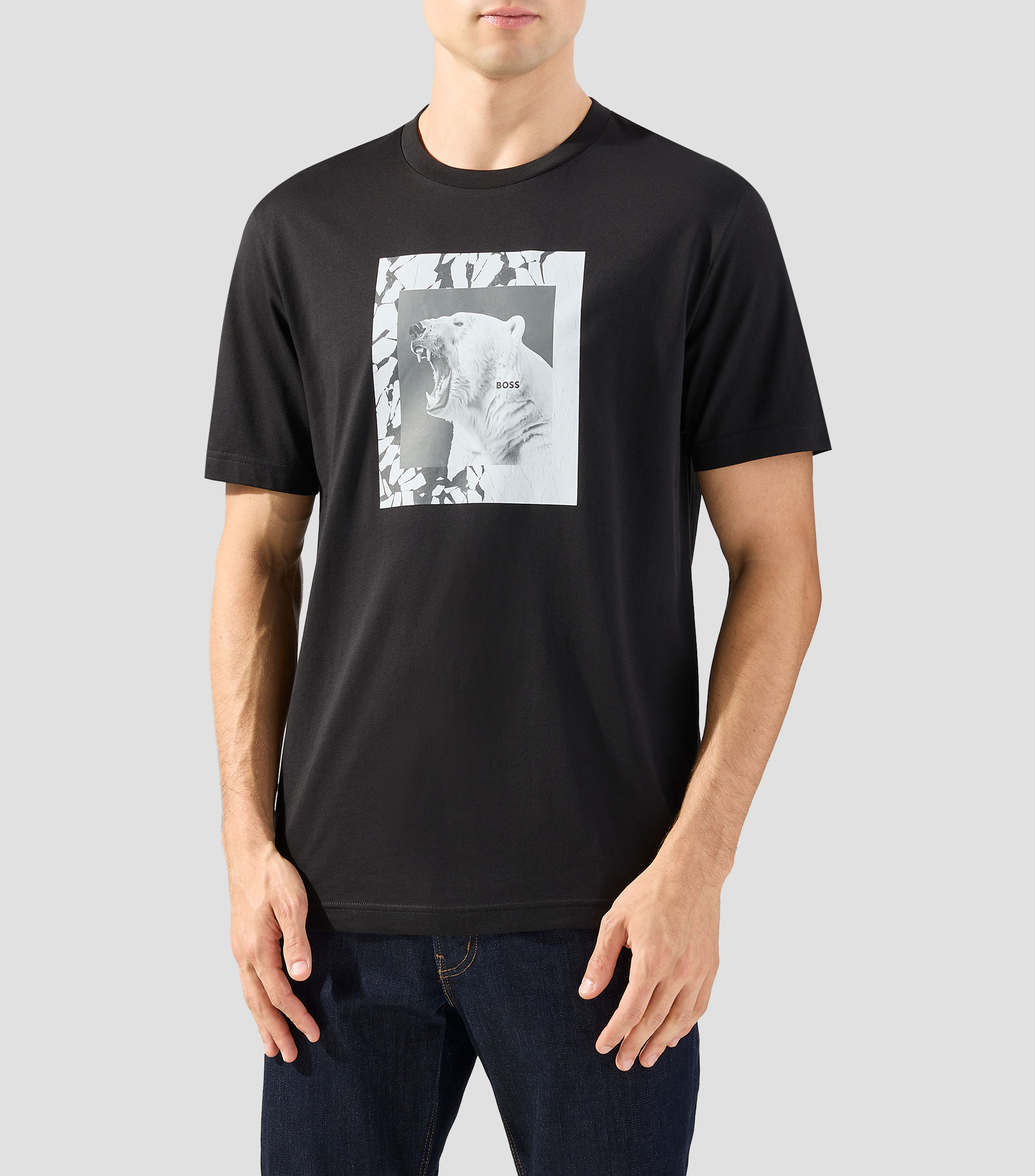 Playera de cuello redondo con manga corta estampada Hombre