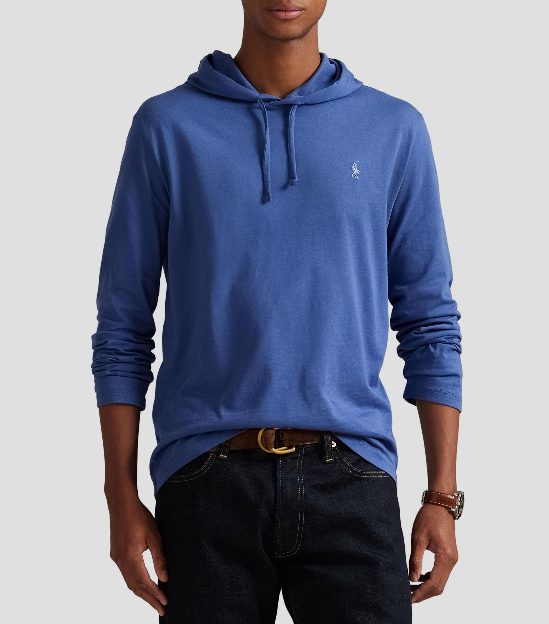 Playera cuello V manga larga lisa Hombre