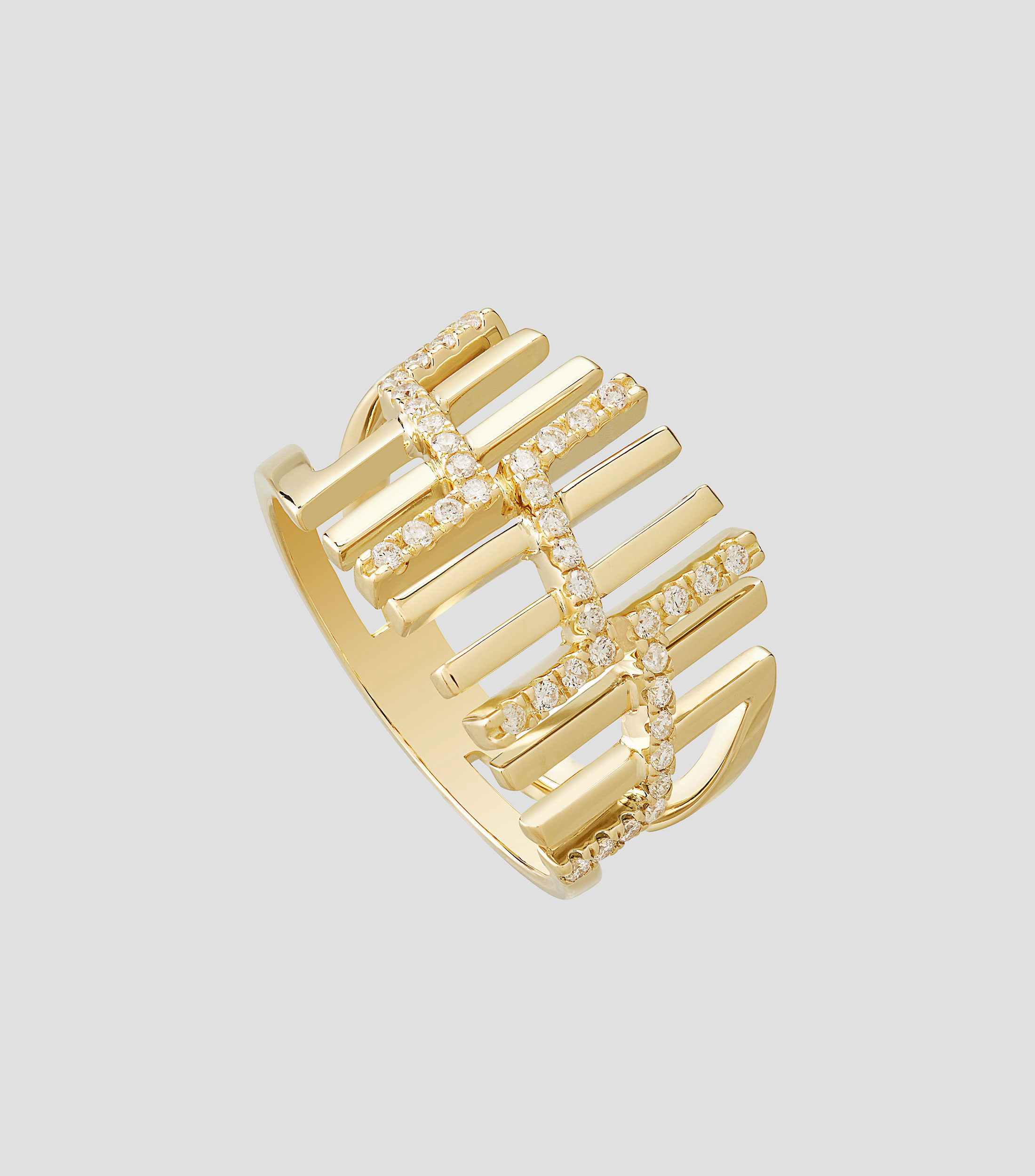 Anillo en oro amarillo de 18 kilates con diamantes Mujer
