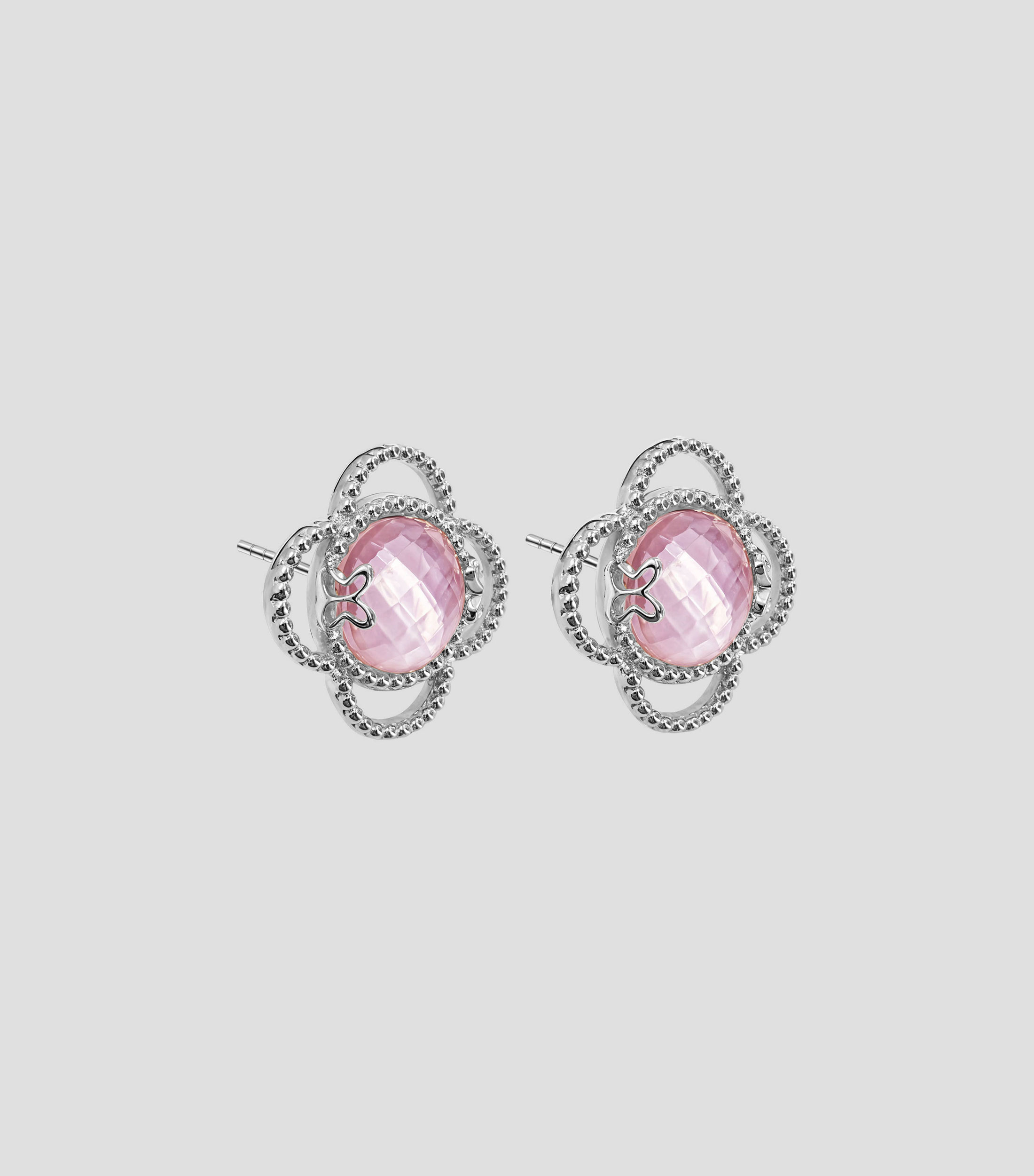 Broqueles en plata .925 con Cristal Rose Mop Mujer