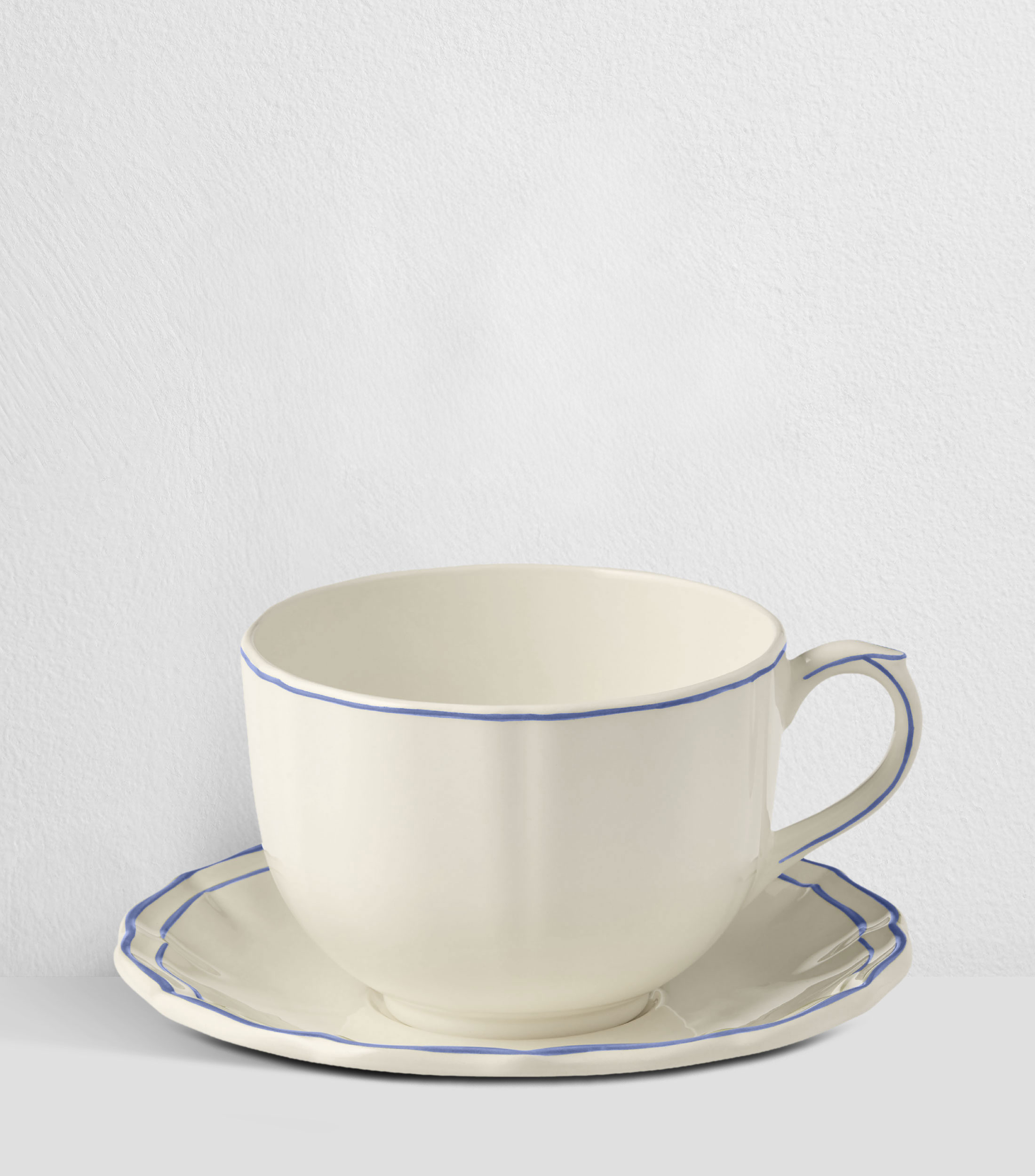 Set 1 taza con plato para desayuno Filet Bleu liso