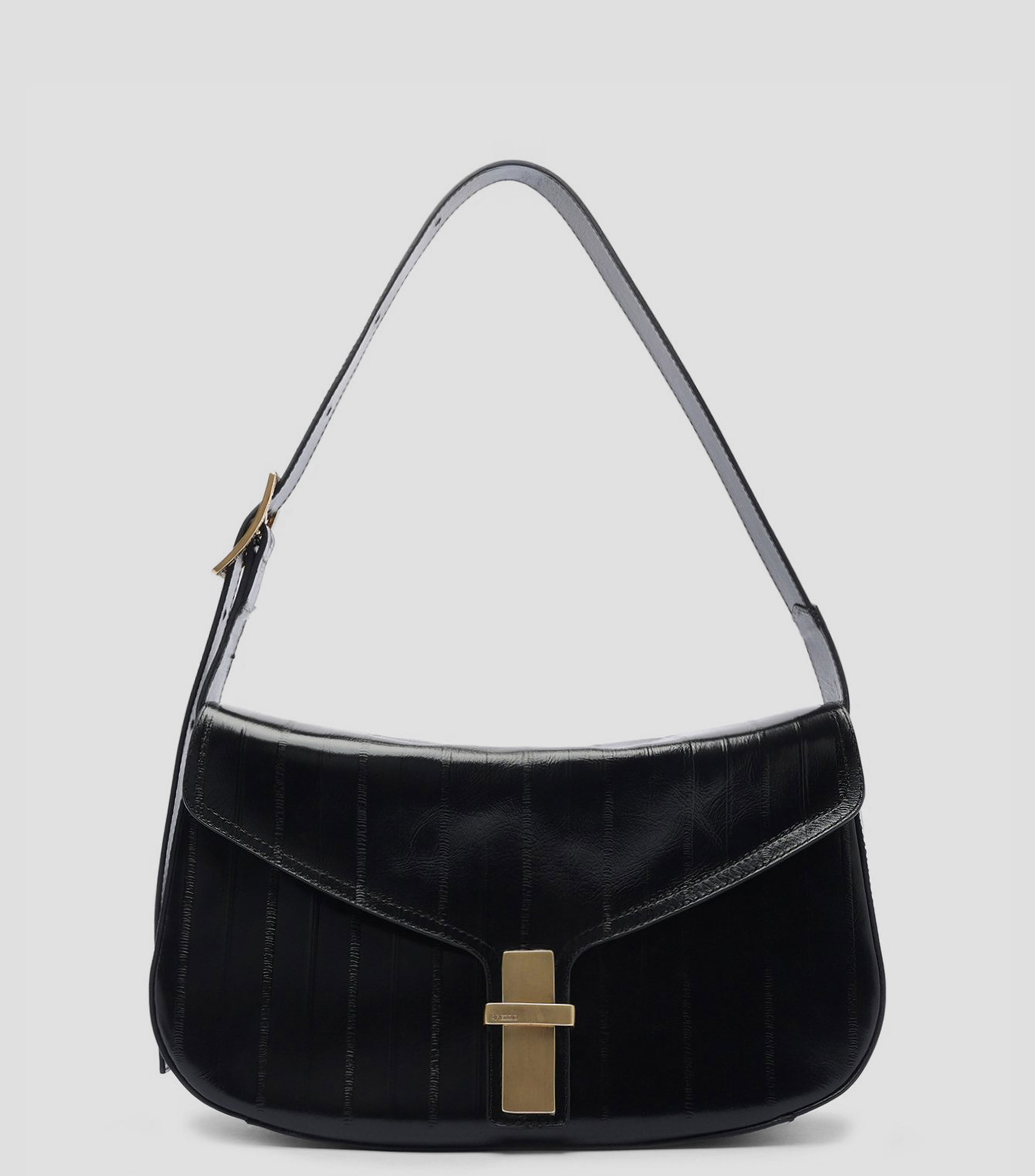 Bolsa Shoulder en piel vacuna con líneas Mujer
