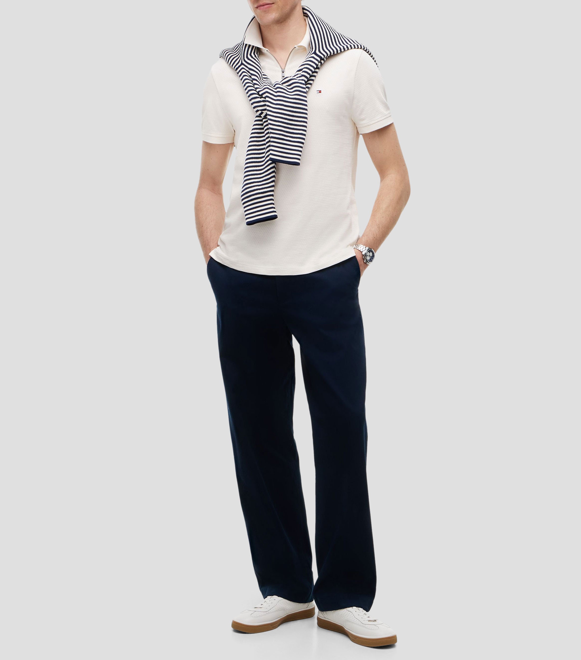 Playera tipo polo manga corta sólida Hombre
