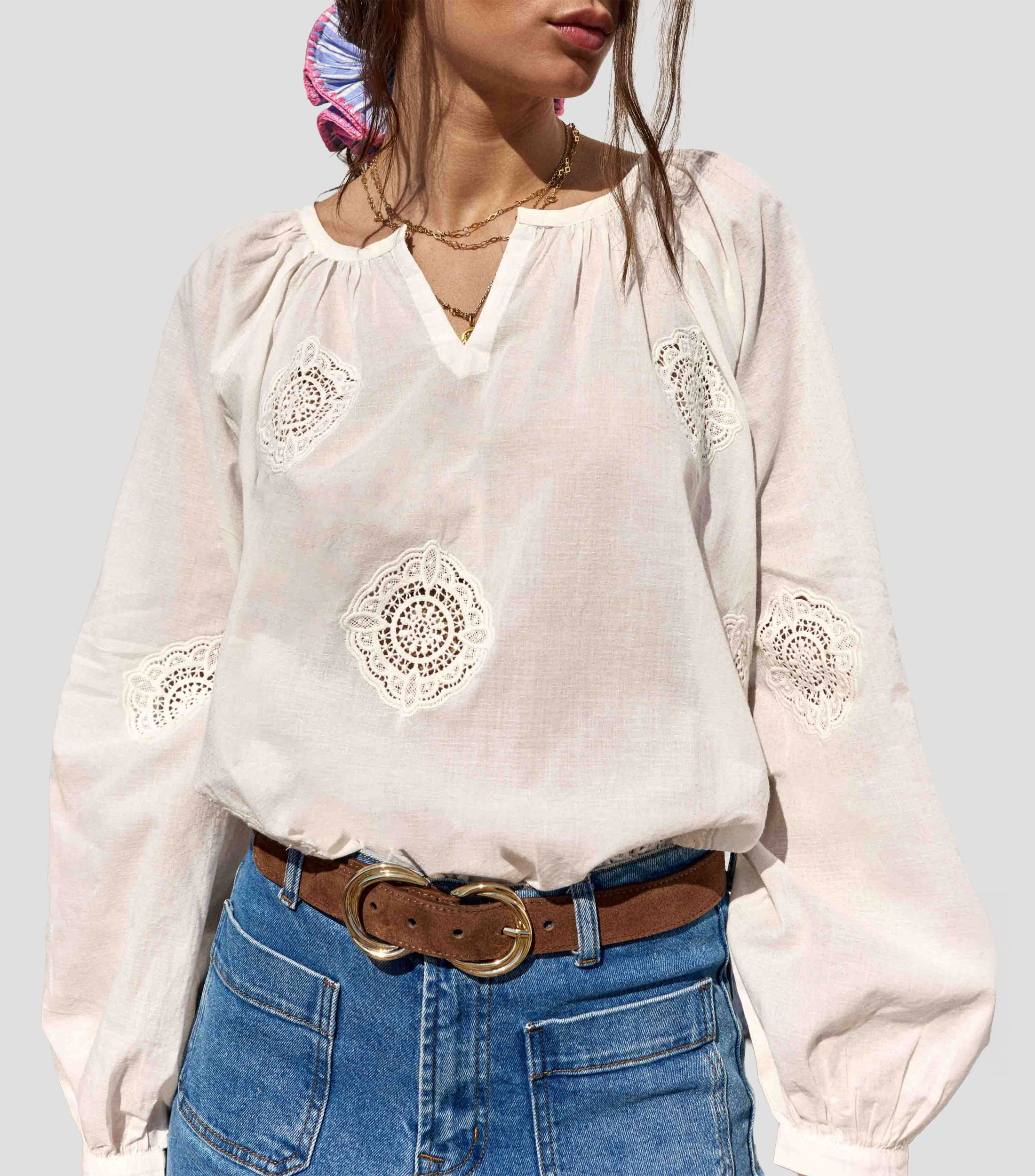 Blusa fantasía manga larga Mujer