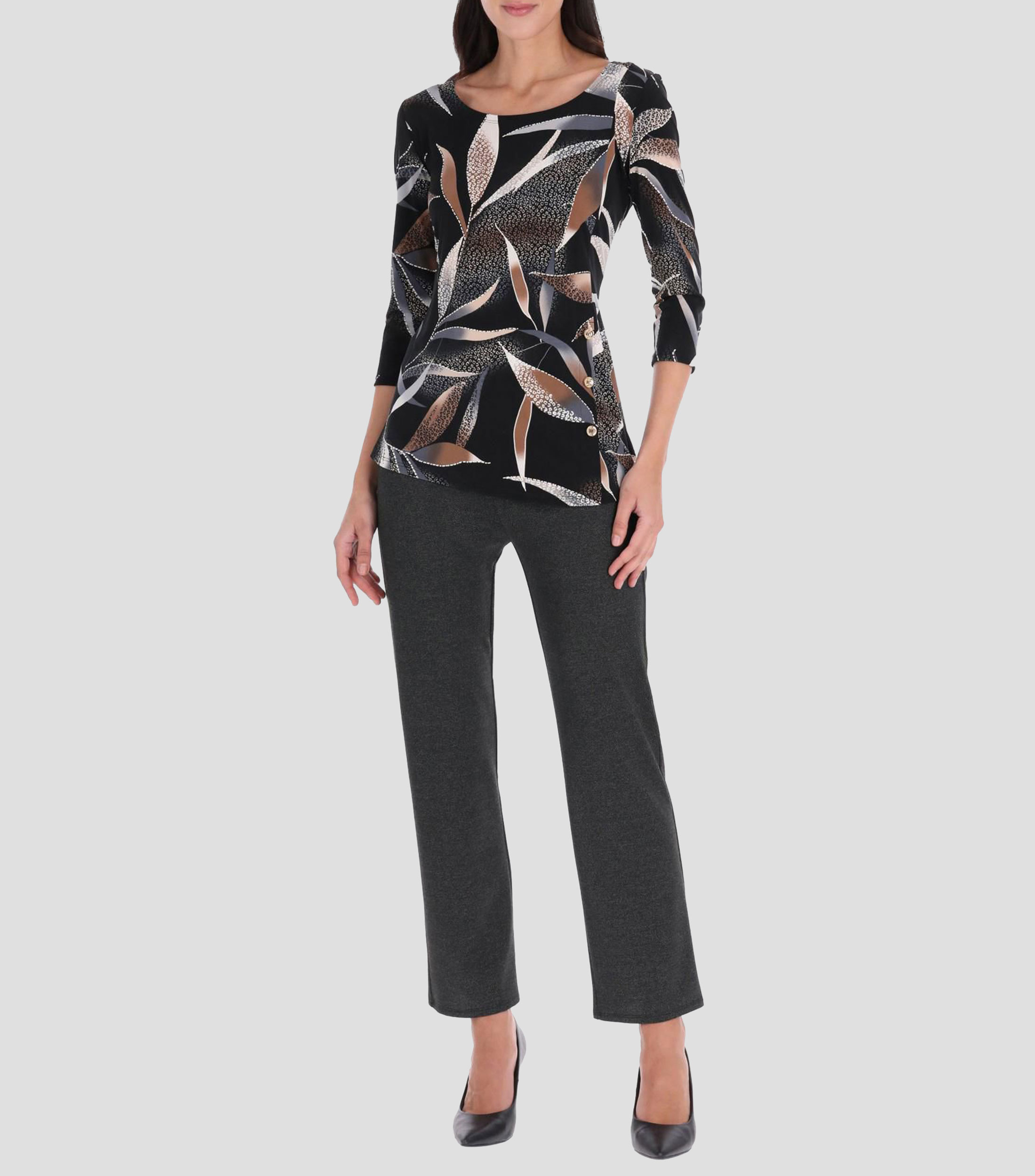 Blusa estampada manga 3/4 Mujer