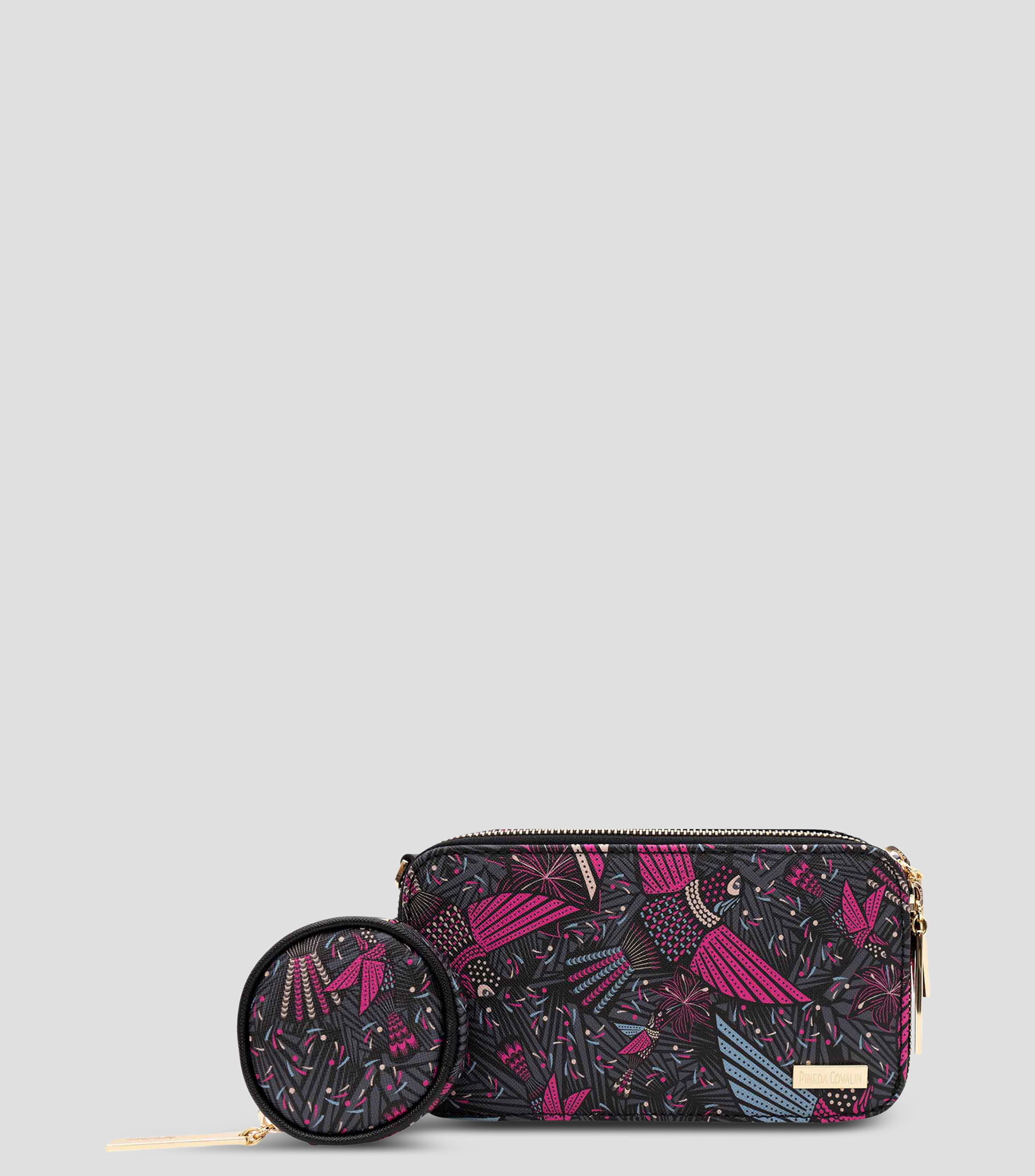 Bolsa crossbody negro con rosa Colibrí estampada Mujer