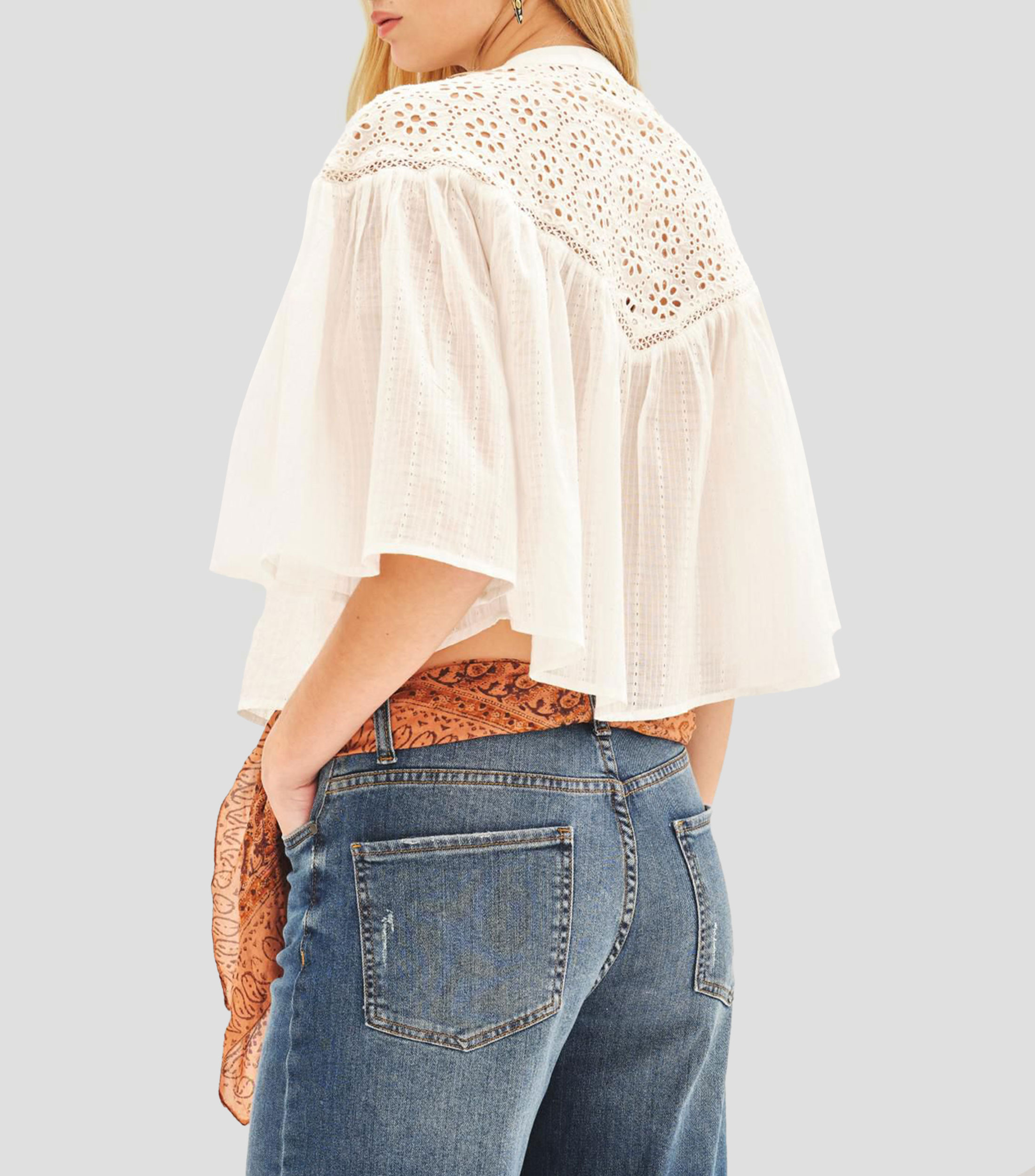 Blusa lisa manga 3/4 Mujer