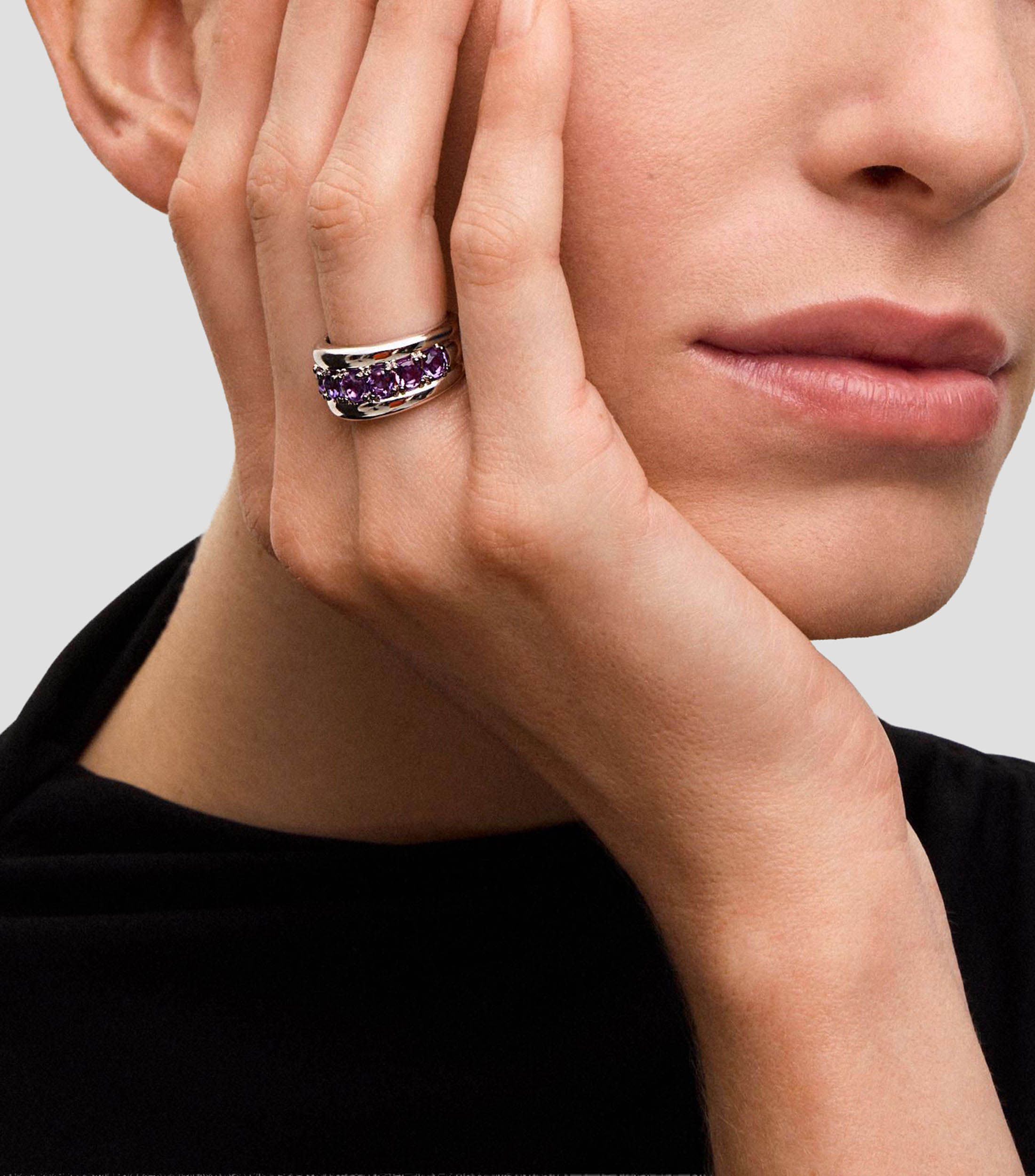 Anillo solitario en plata .925 con diamante Mujer