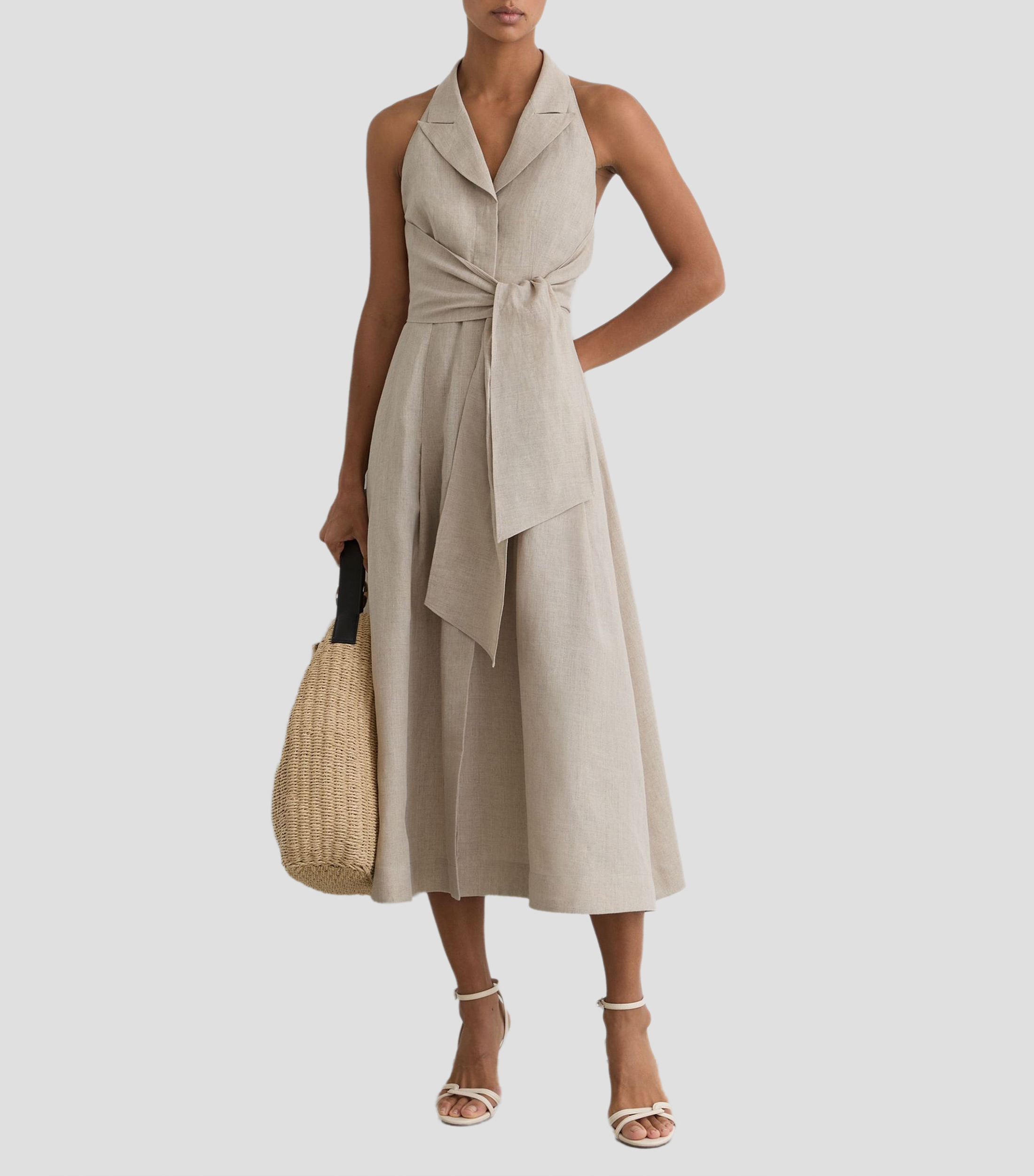 Vestido largo liso Mujer