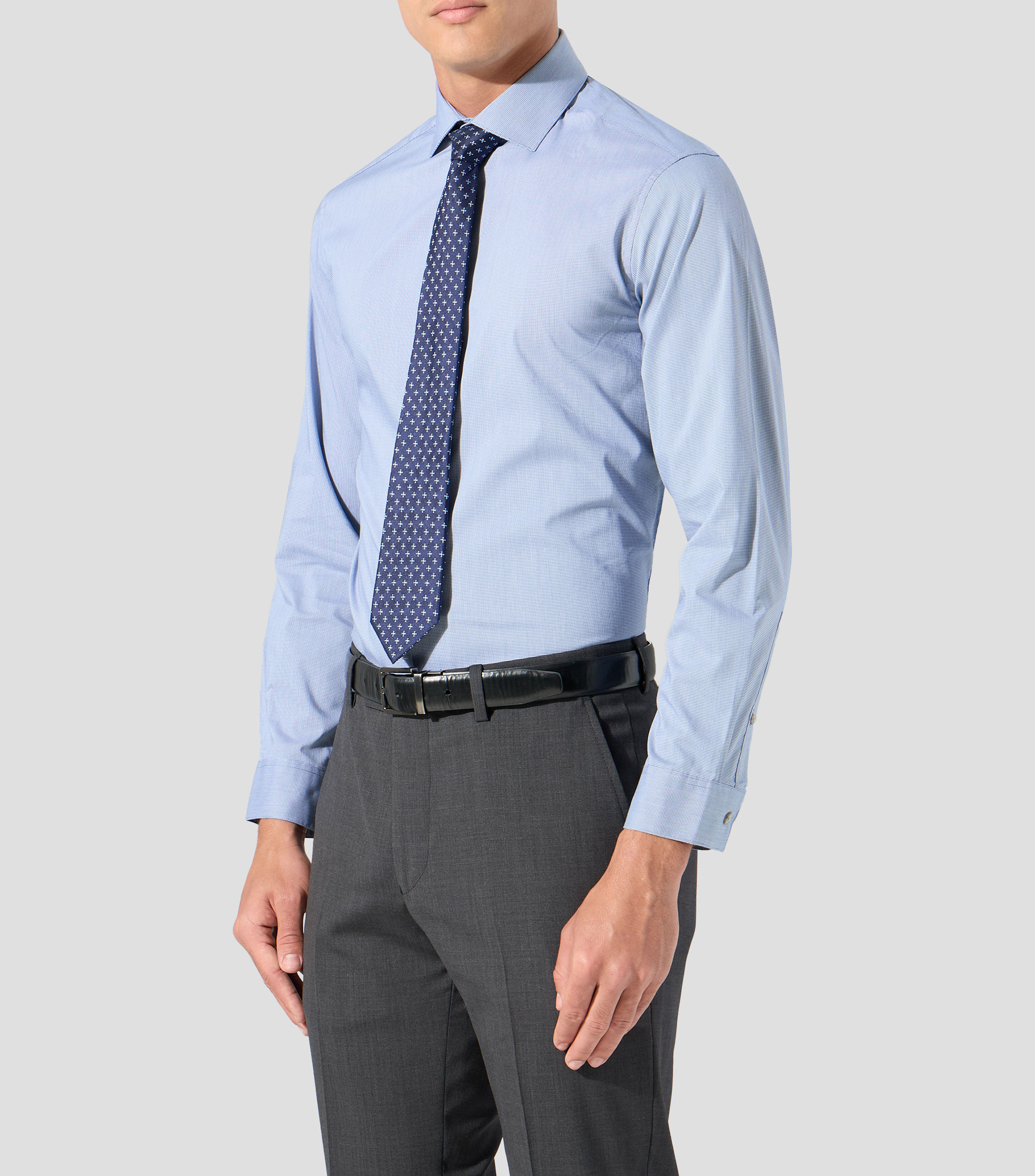 Camisa con microdiseño manga larga Hombre
