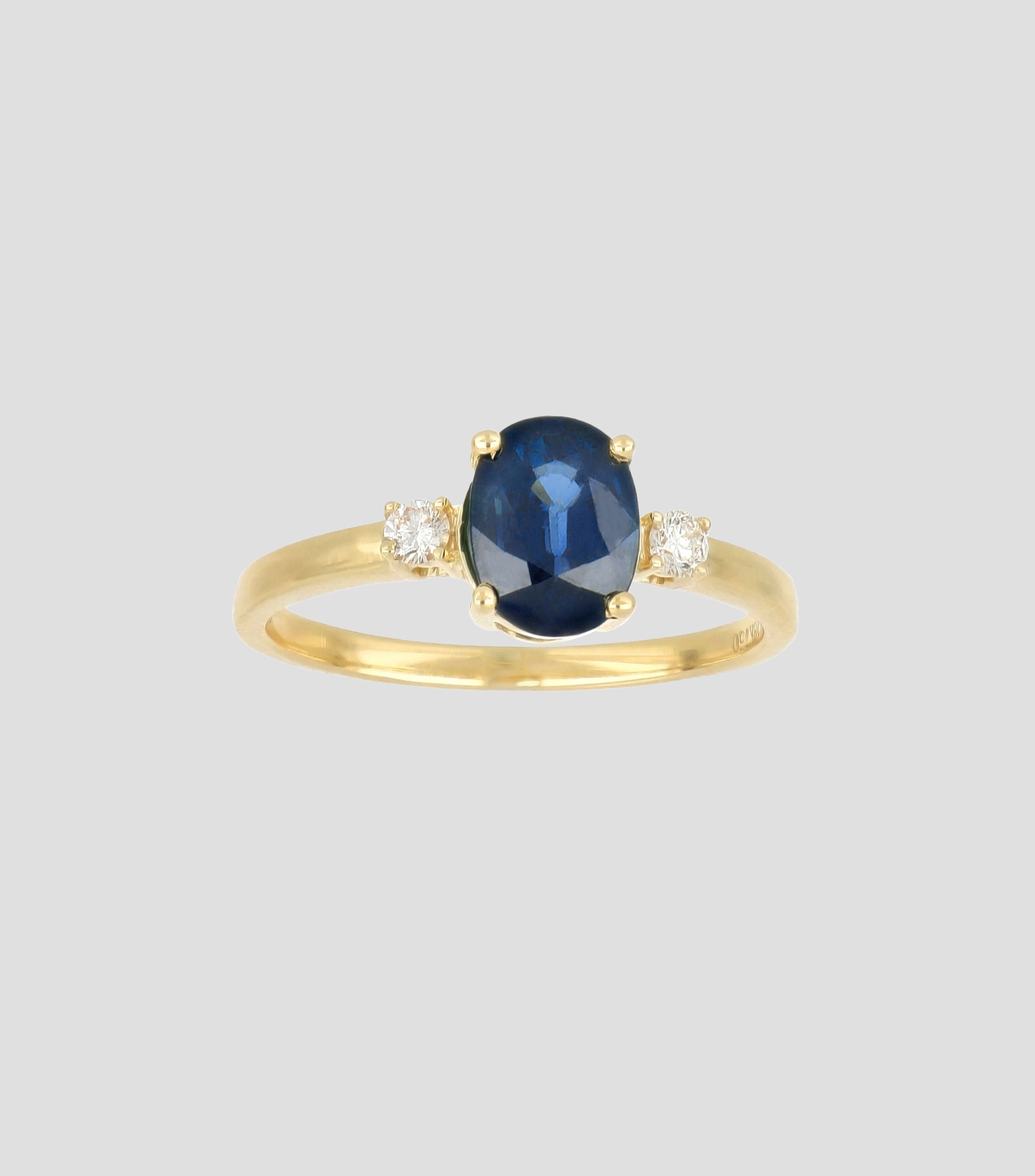 Anillo en Oro amarillo de 18 kilates con zafiro Mujer