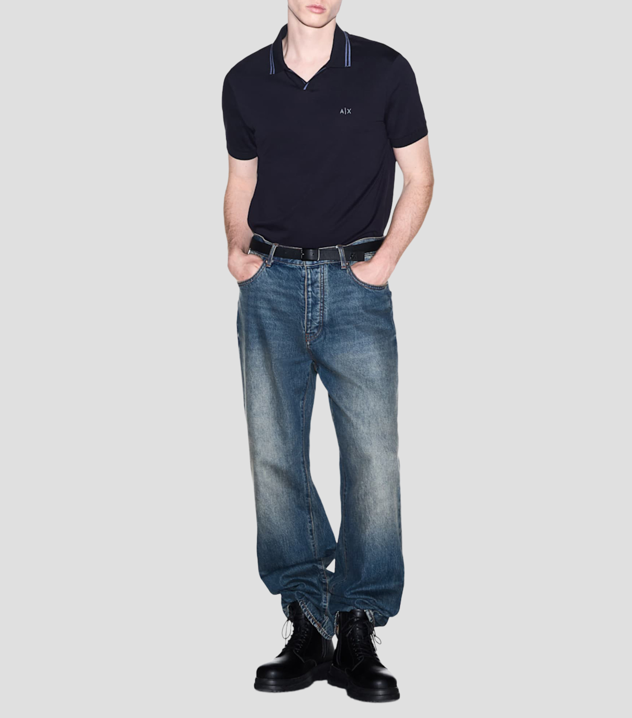 Playera tipo polo manga corta lisa Hombre