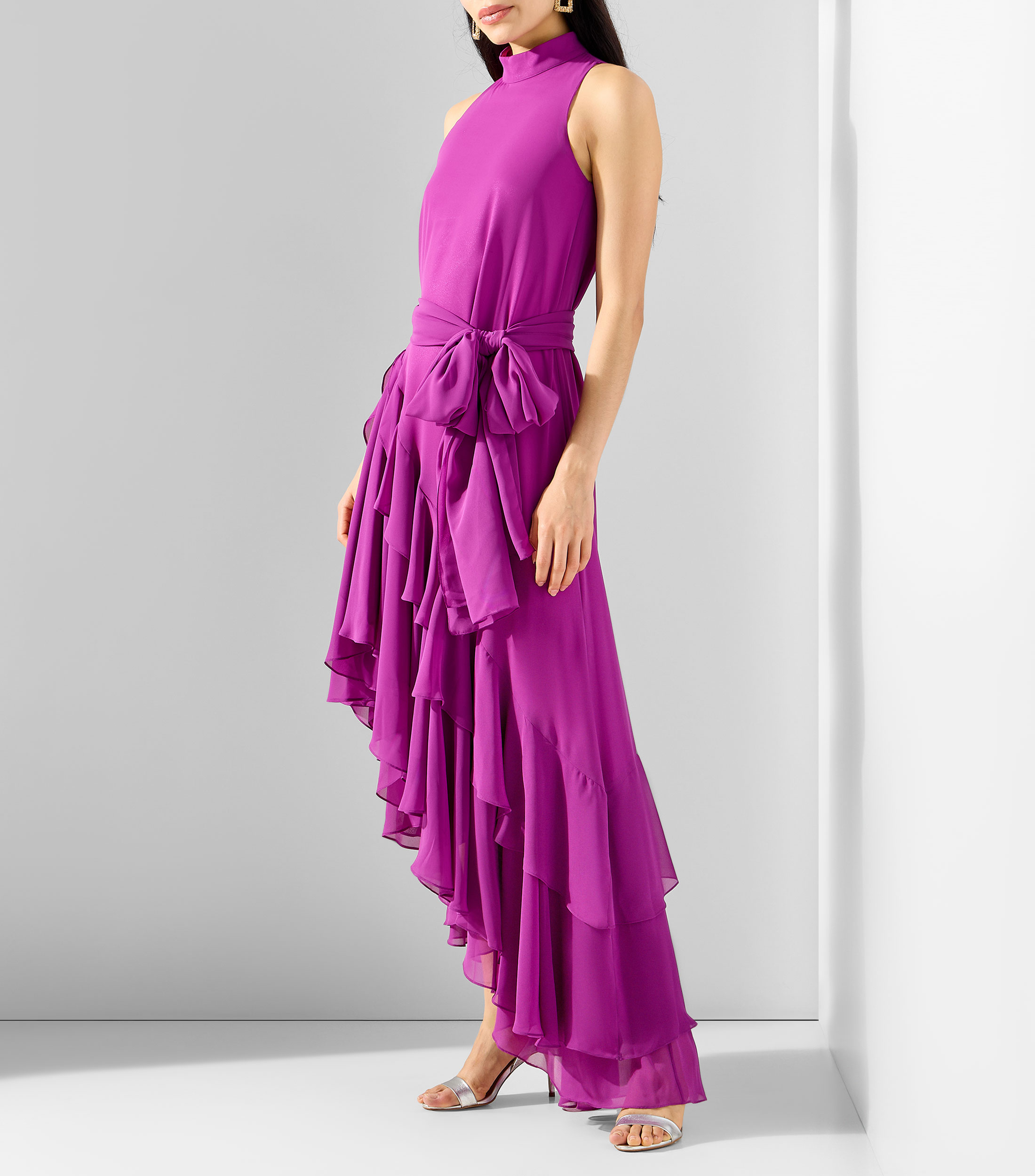 Vestido de fiesta largo liso Mujer